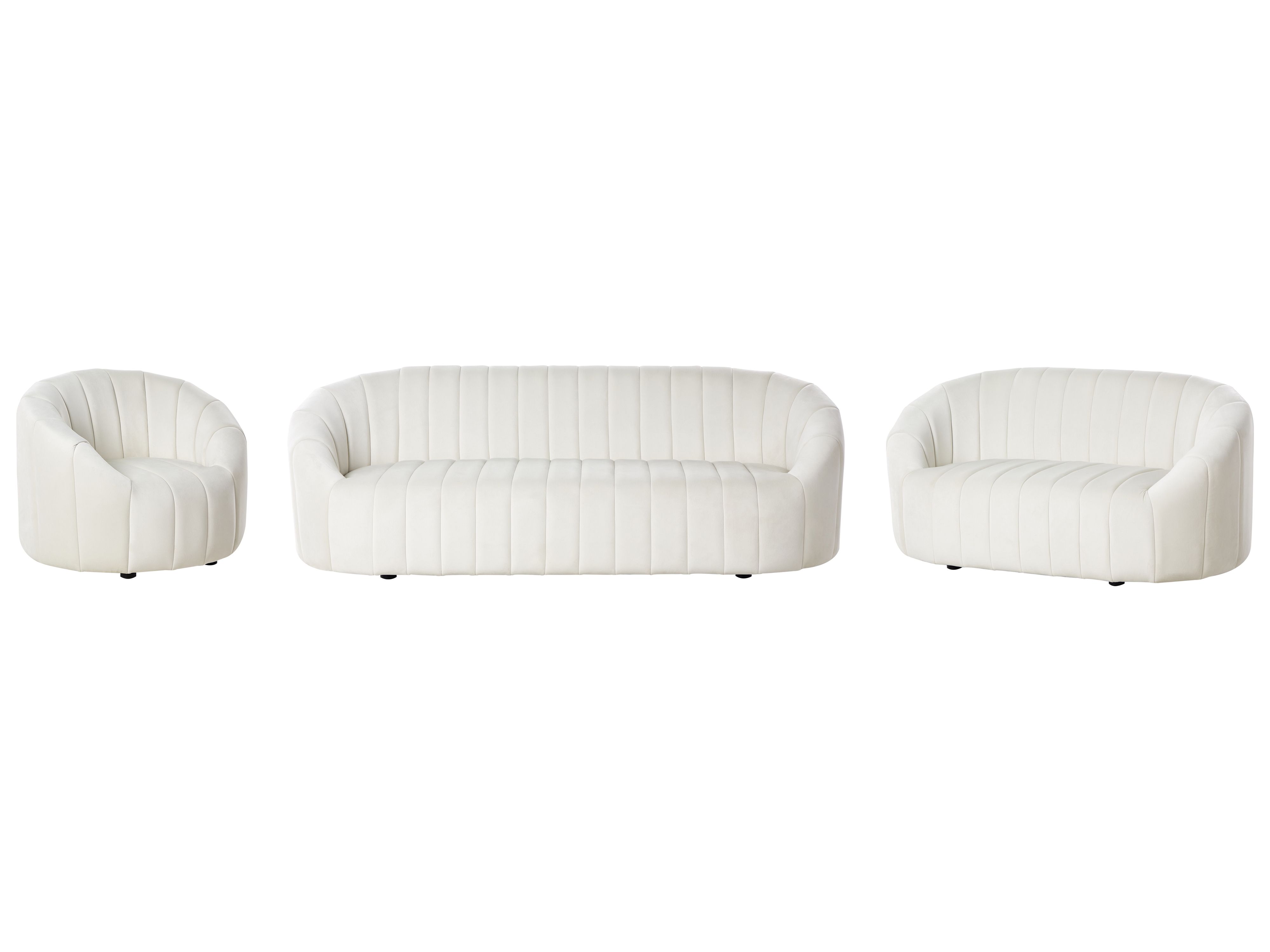 Living Room Set 6 Seater MALUNG Velvet Off-White