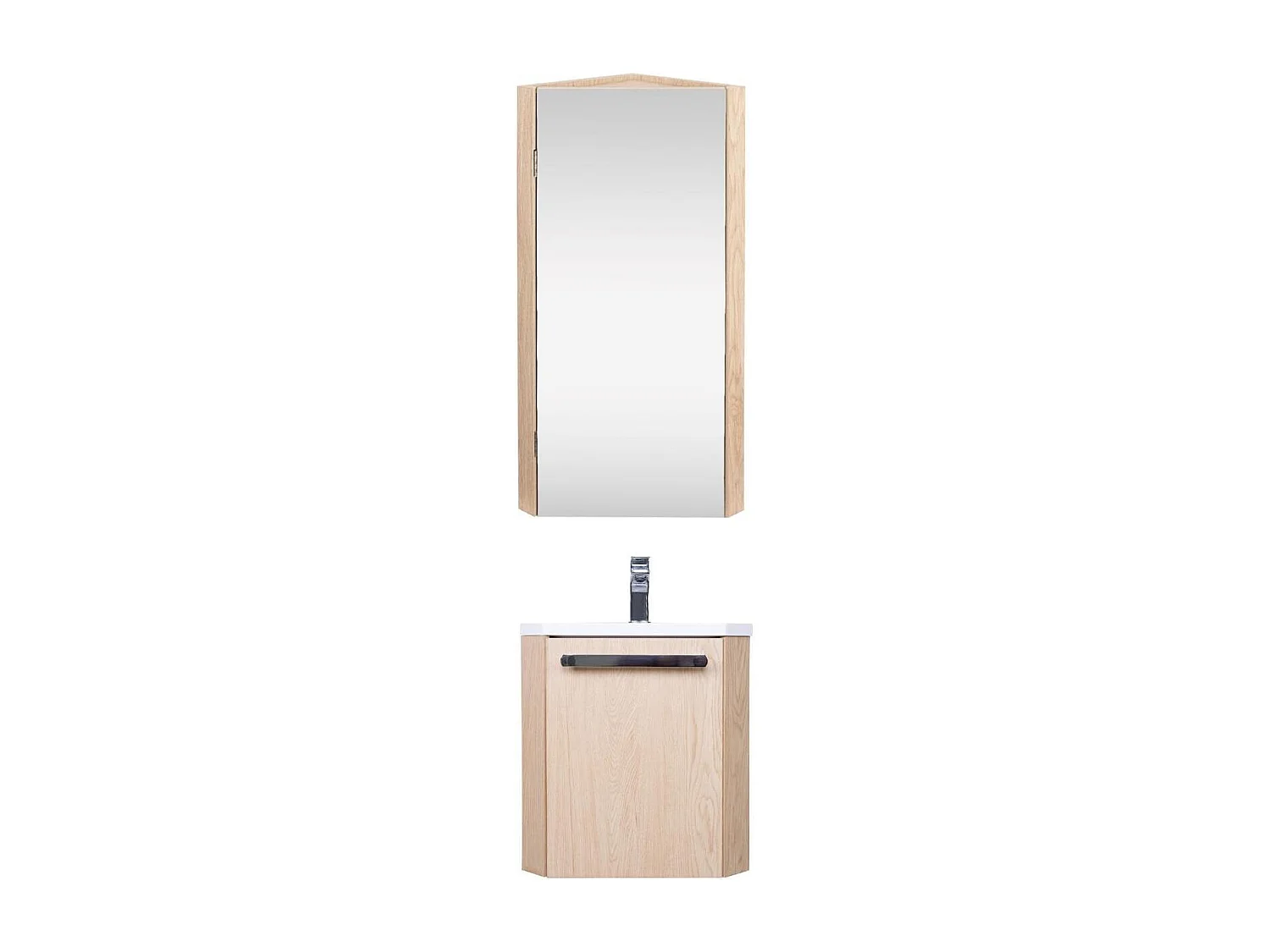 Ensemble lave-mains d'angle SKINO suspendu avec armoire miroir