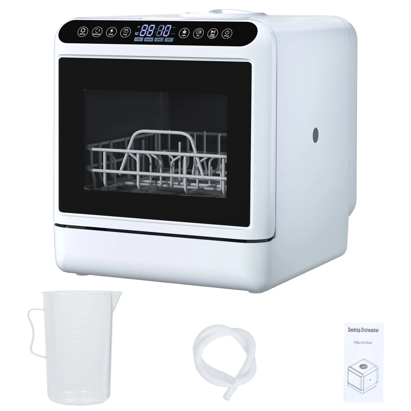 Kitem Portable Countertop Dishwashers, Compact Dishwashers with 5 L Built-in Water Tank & Inlet Hose, 6 Programs, Air-Dry Function Dishwash for Small Apartments