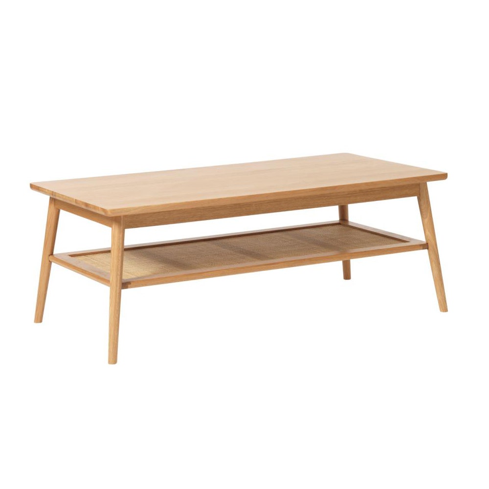 Olivine Boas Houten Salontafel met Rotan - Naturel Eiken