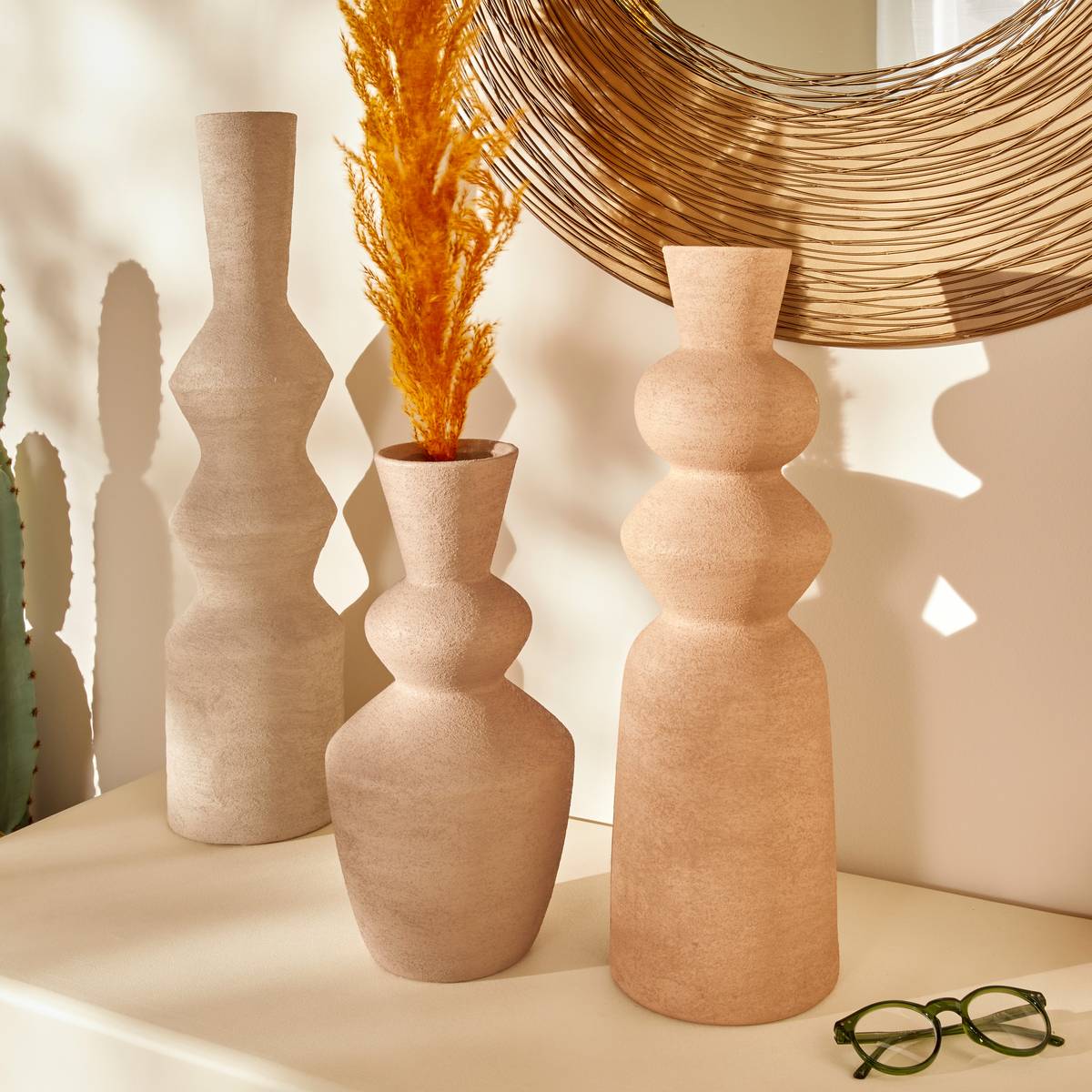 Vase "Ezia" Cream, H.60 cm