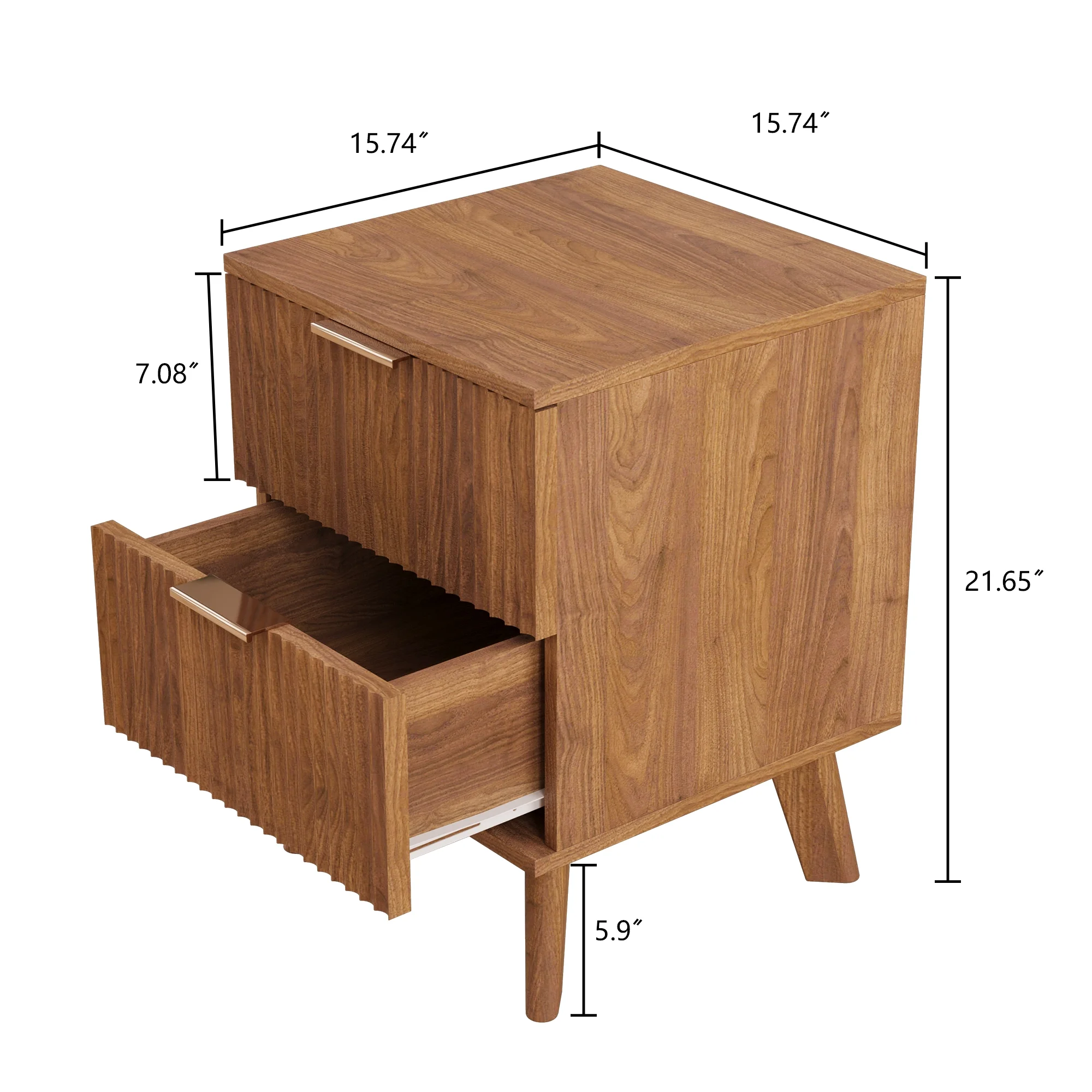 YOCWO Fluted Nightstand for Bedroom Set of 2 , Wood Bedside Table Set of 2 with Drawers, Black - Image 96