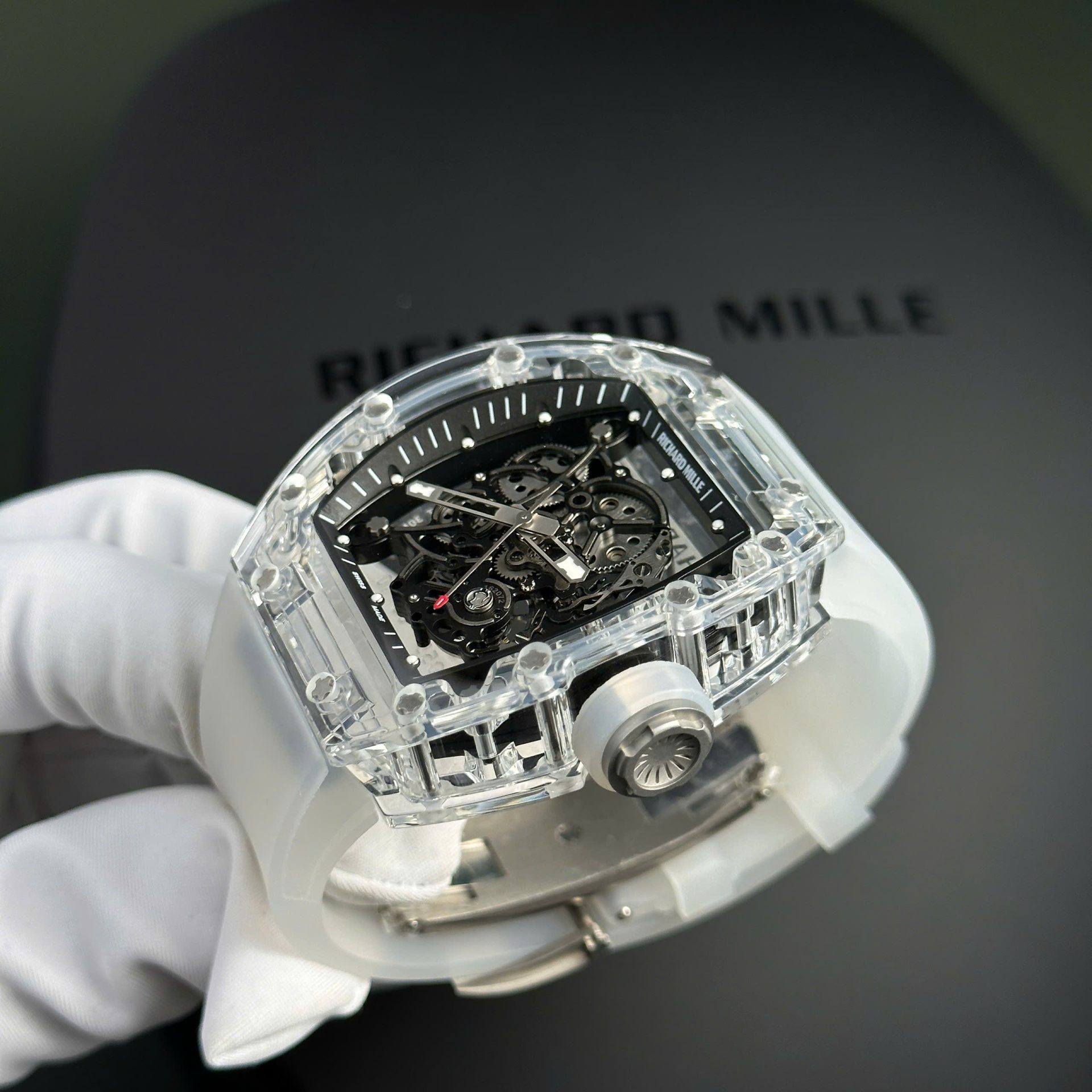 Richard Mille RM055 Sapphire Crystal Replica Watch Rubber Strap 45mm - Top club
