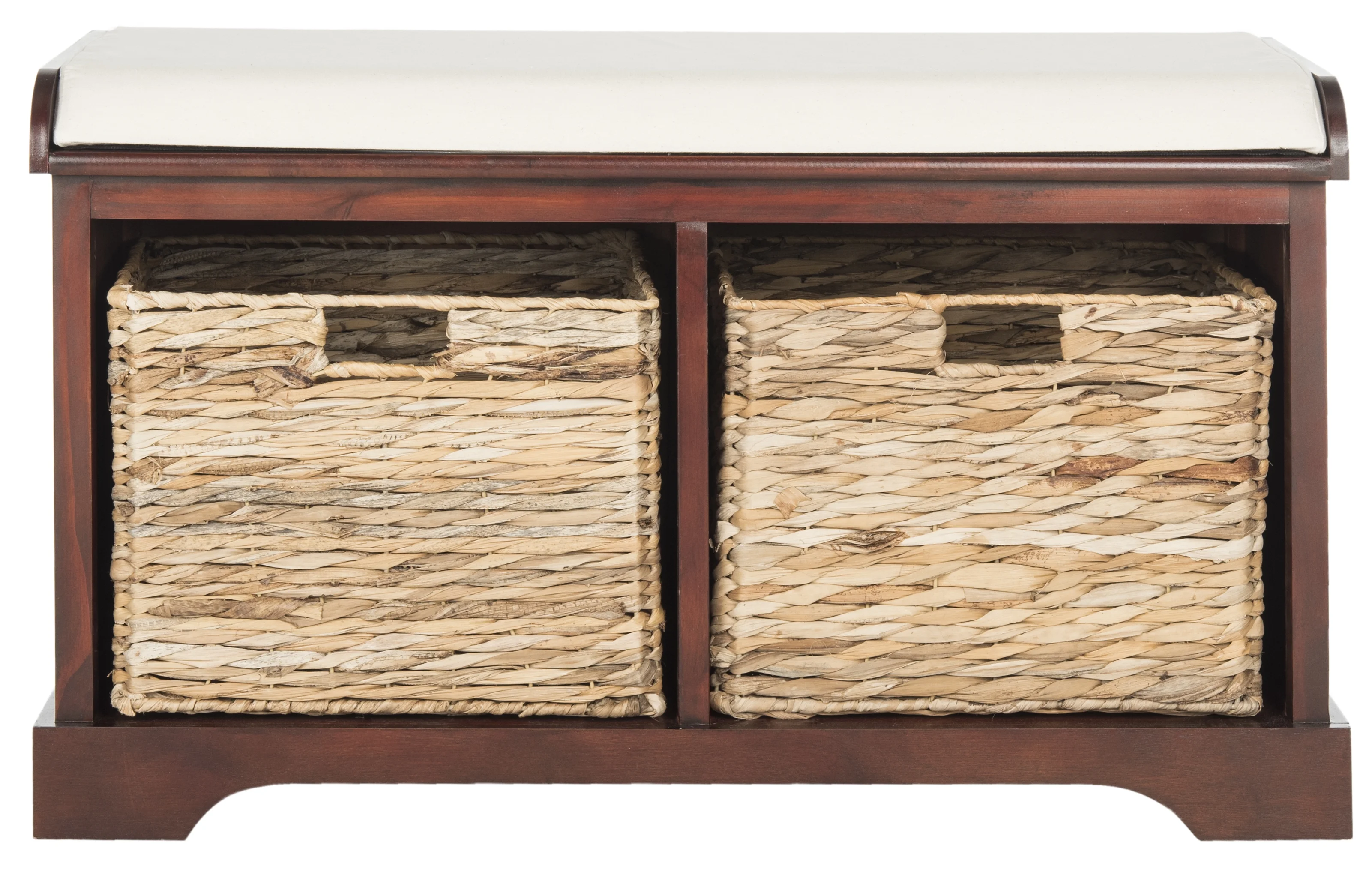 SAFAVIEH Freddy Contemporary Wicker Storage Bench with Cushion, Vintage Grey - Image 12