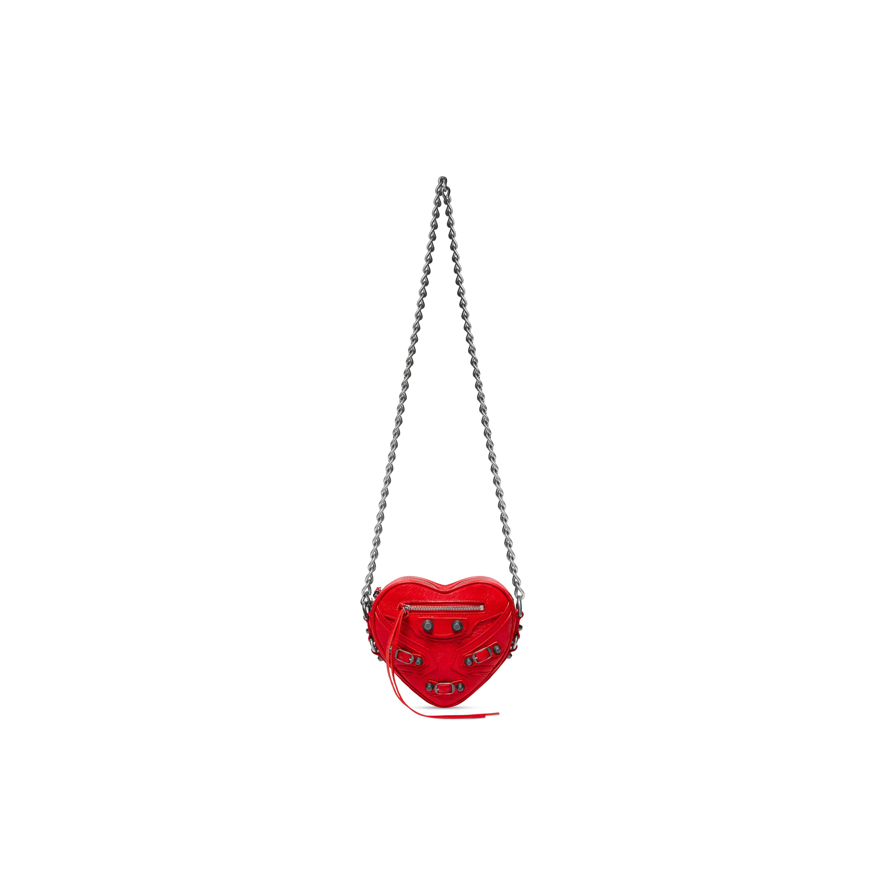 WOMEN'S LE CAGOLE HEART MINI BAG IN RED - Replicaclubs
