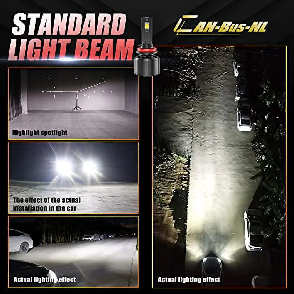 Alla Lighting 16000Lms CANBus HB5 9007 LED Headlights Bulbs, 6500K Xenon White, Xtreme Super Bright Dual Hi/Low Beam Conversion Kits Replacement