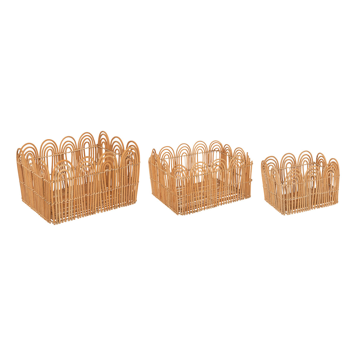 Set of 3 crates "Lour" Metal and rattan