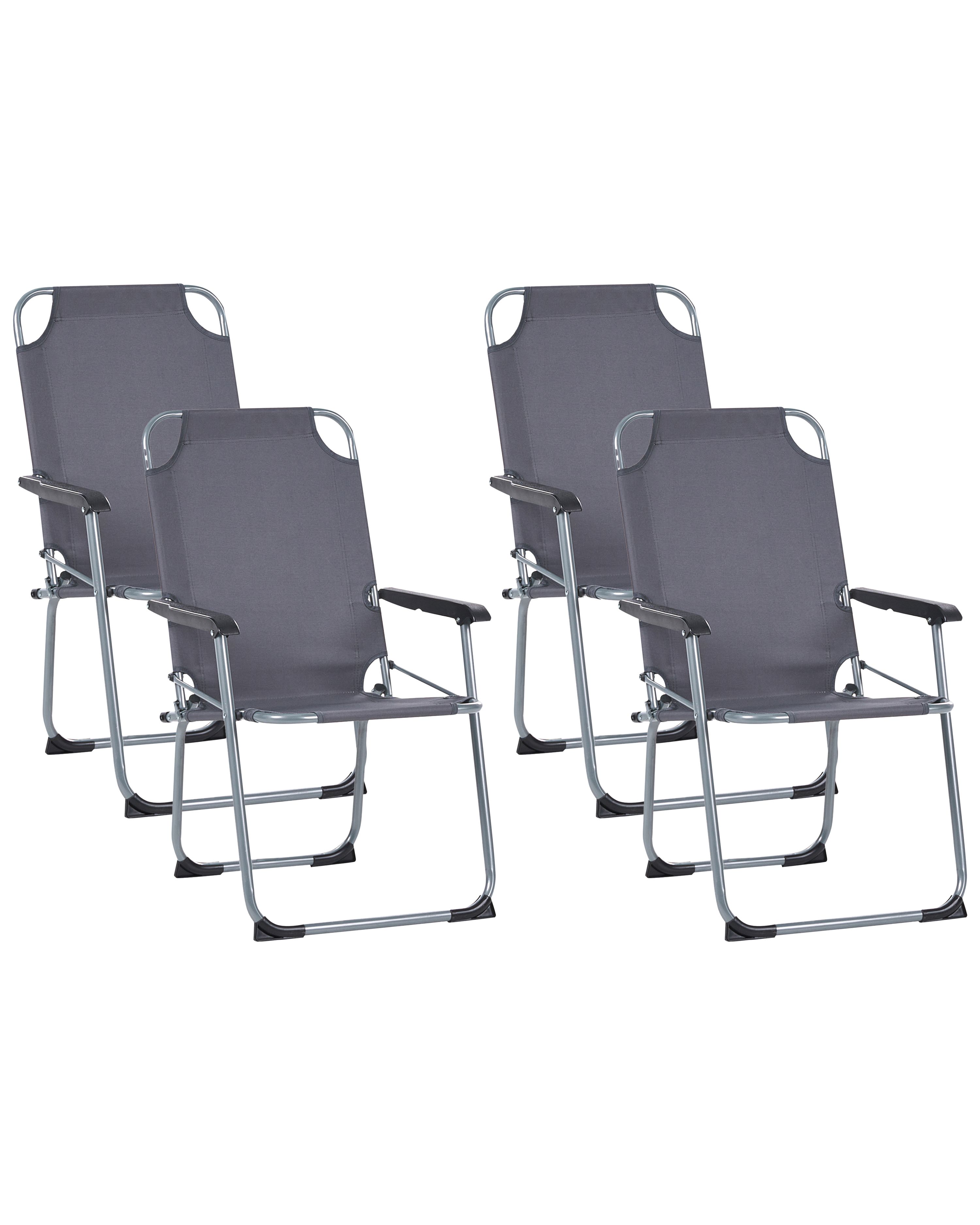 Set of 4 Garden Chairs GALATSI Folding Metal Grey