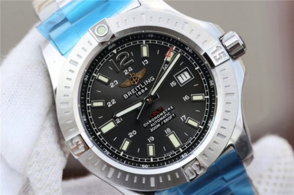 Replica Breitling Colt Automatic 44mm SS GF Black Textured Dial SS Bracelet A2824 - Top club