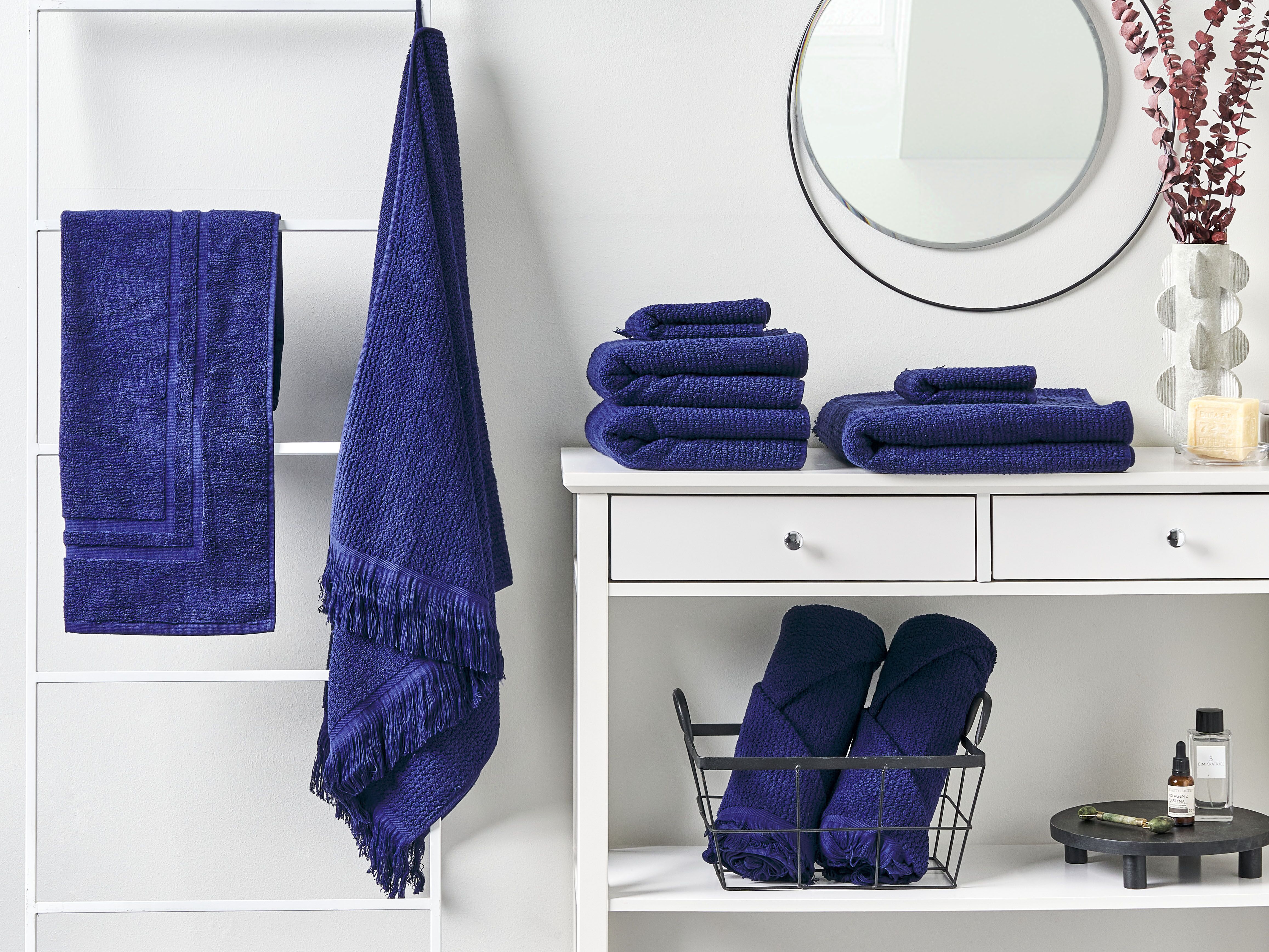 Set of 9 Towels ATIU Terry Cotton Navy Blue