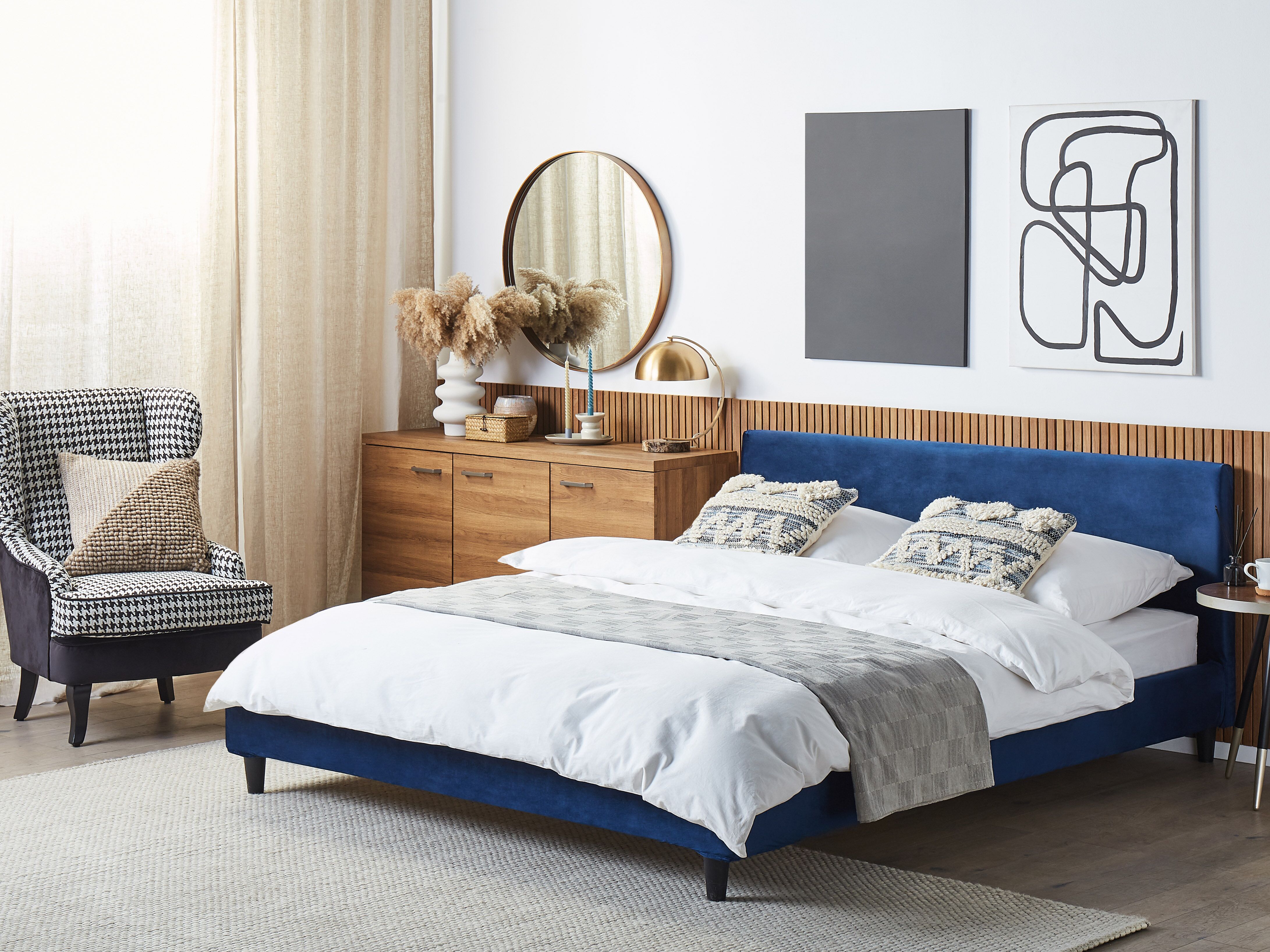Bed Frame Cover Velvet FITOU 180 x 200 cm Dark Blue