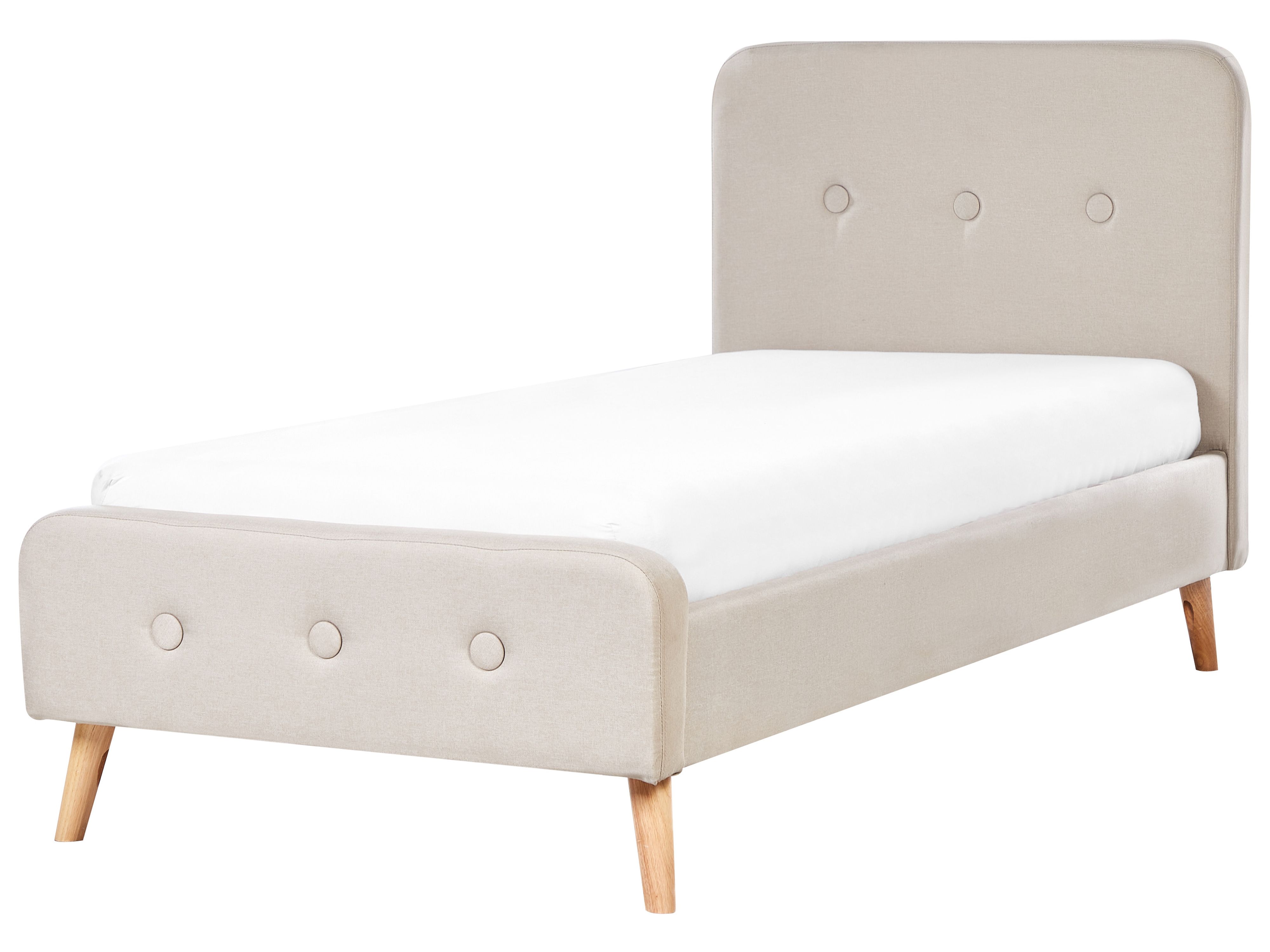 Bed Faux Linen RENNES 90 x 200 cm (EU Single) Light Beige
