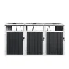 Aukfa 7.3' W Outdoor Garbage Bin Storage, Metal Storage Shed for 3 Trash Cans Tools, Waterproof Trash Can Storage - Image 9