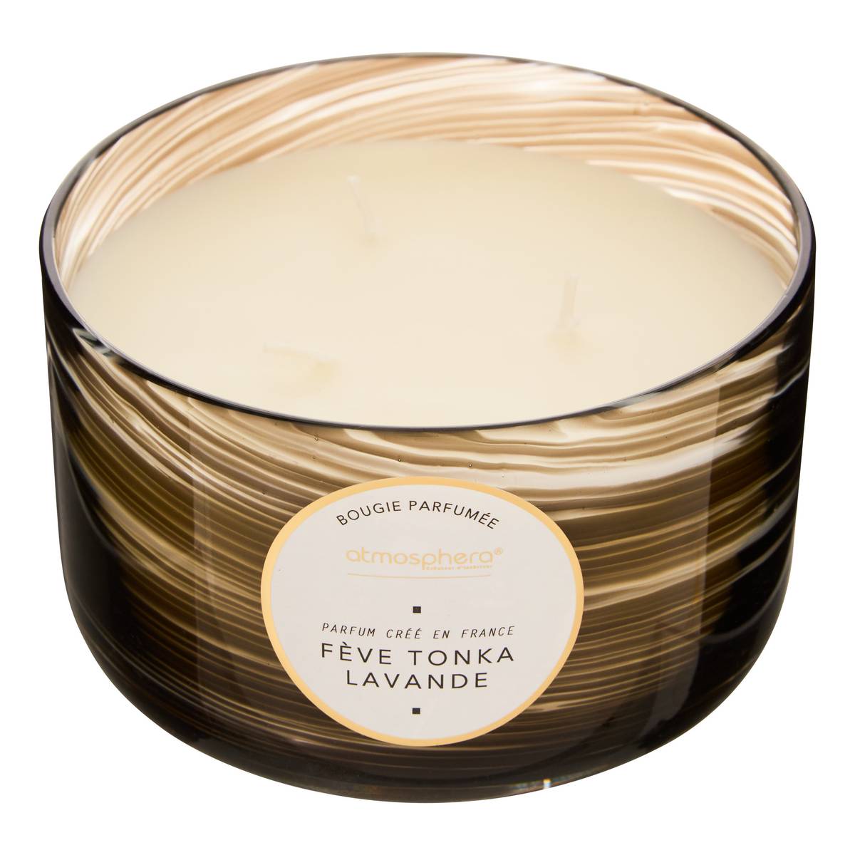 Scented Candle Round "Wavy" Floral scent, Tonka bean and lavender, 540g