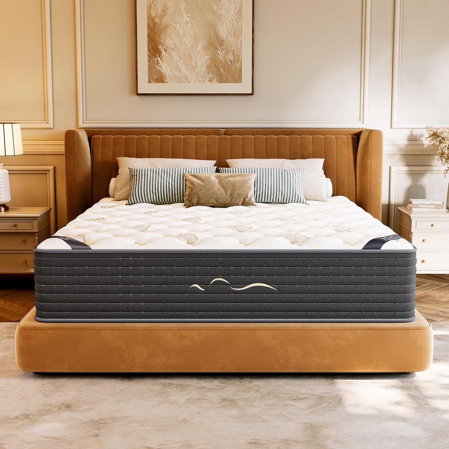 TXO 14 Inch Hybrid King Mattress in a Box, Dual-Sided Medium Firm & Firm, Cooling Gel Memory Foam Mattress, Pocket Springs for Motion Isolation, Pressure Relief, CertiPUR-US Certified