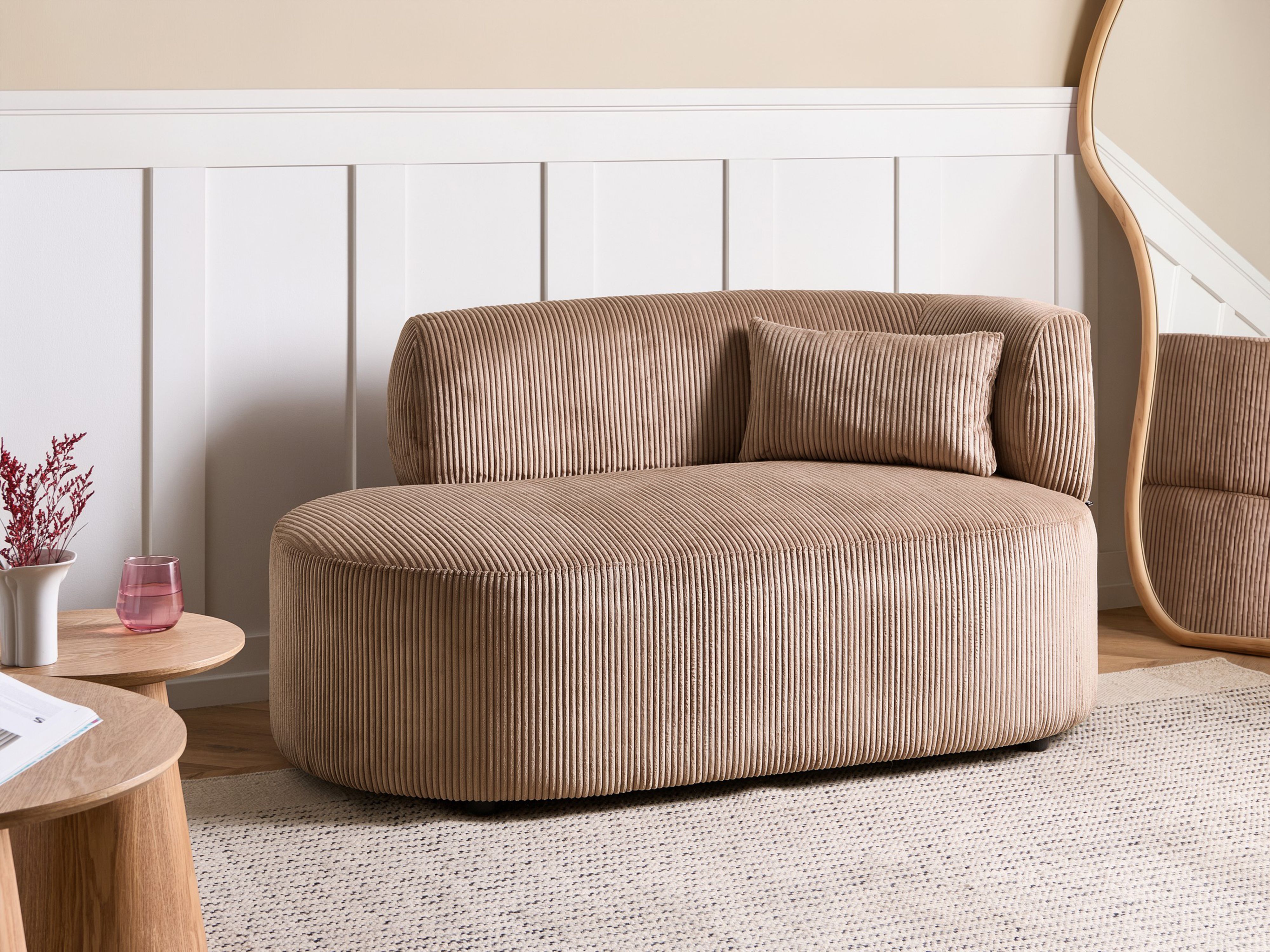 Right-Hand Chaise Lounge VANVEY Corduroy Sand Beige