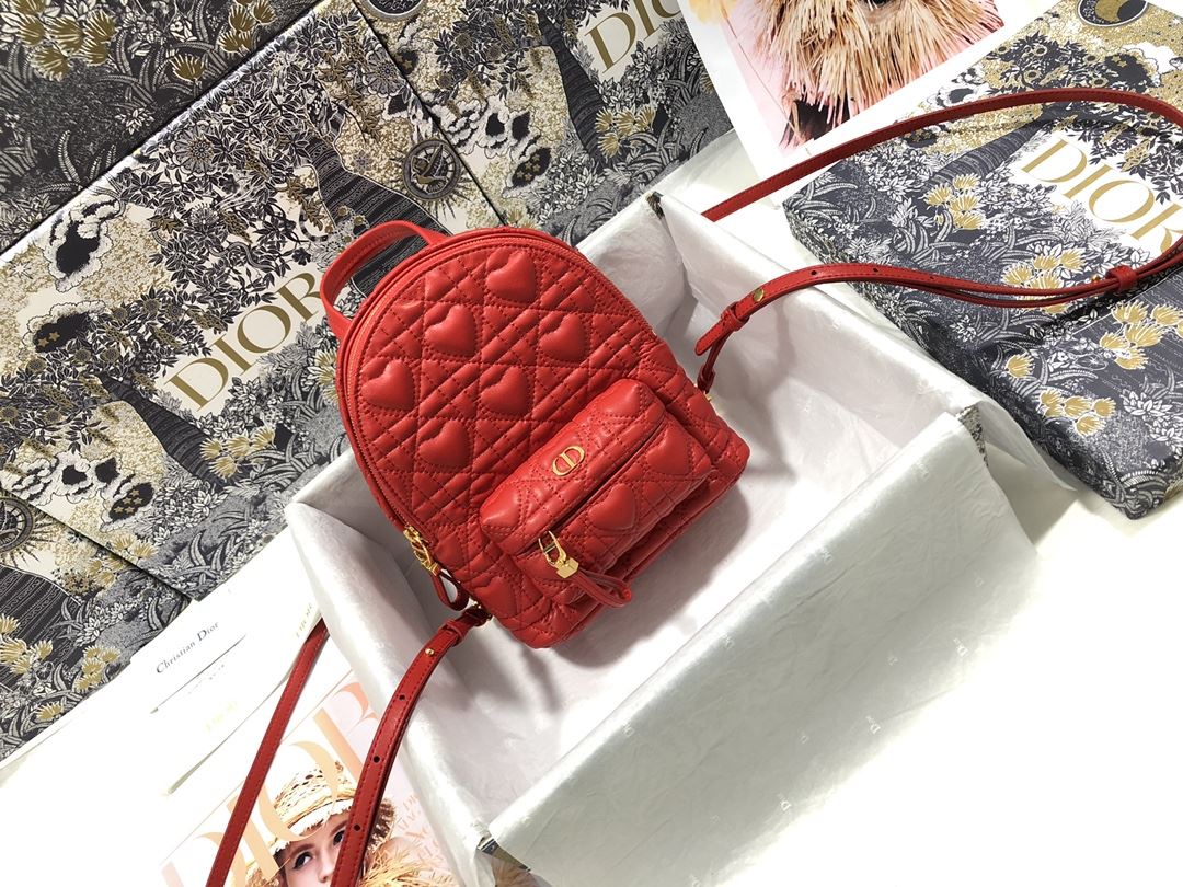 Mini Dior Backpack Heart White/Red Black For Women‎ 8 in/ 21 cm CD1:1High-quality replica