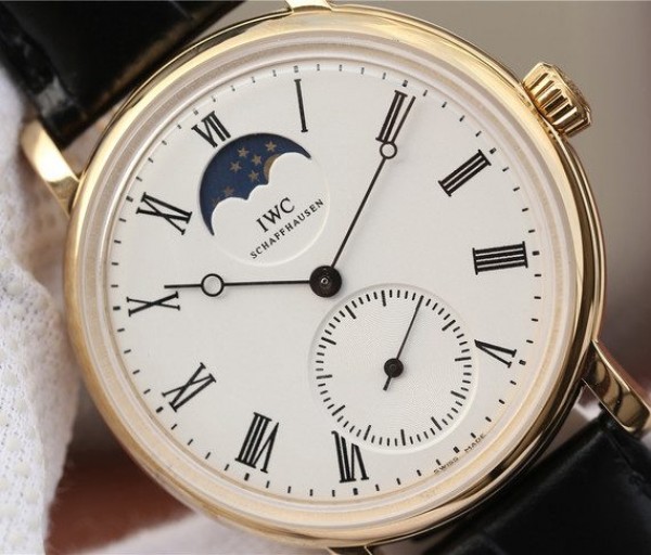 Replica IWC Vintage IW544803 White Dial YG Black Leather Strap - Top club