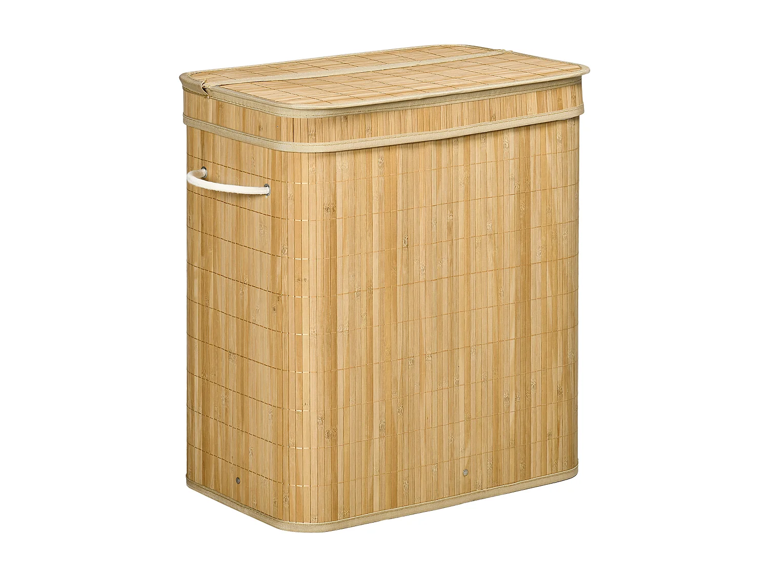 Panier à linge corbeille à linge bac à linge 100 L 2 compartiments couvercle sac amovible 2 poignées tissu bambou