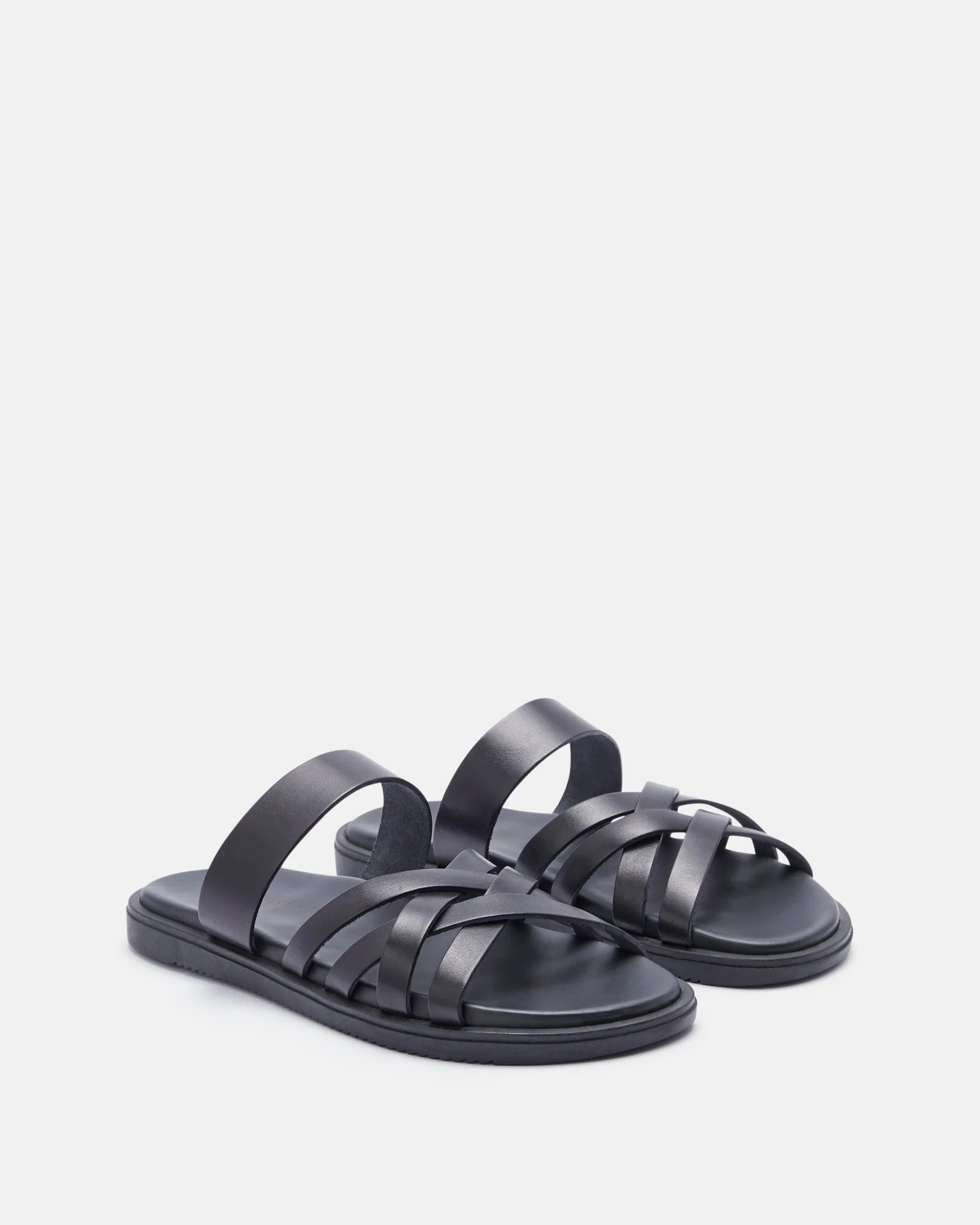 MULES NICOLAU - En cuir à brides croisées noir
