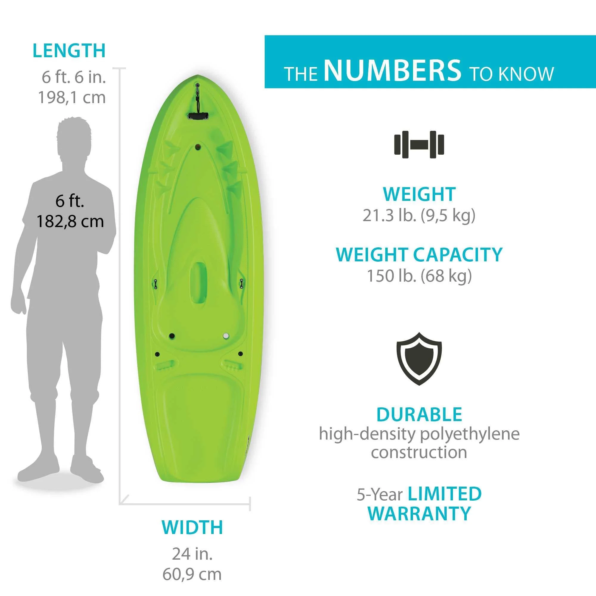 Lifetime Recruit 6.5 ft Youth Sit-on-Top Kayak, Lime Green (90765) - Image 2