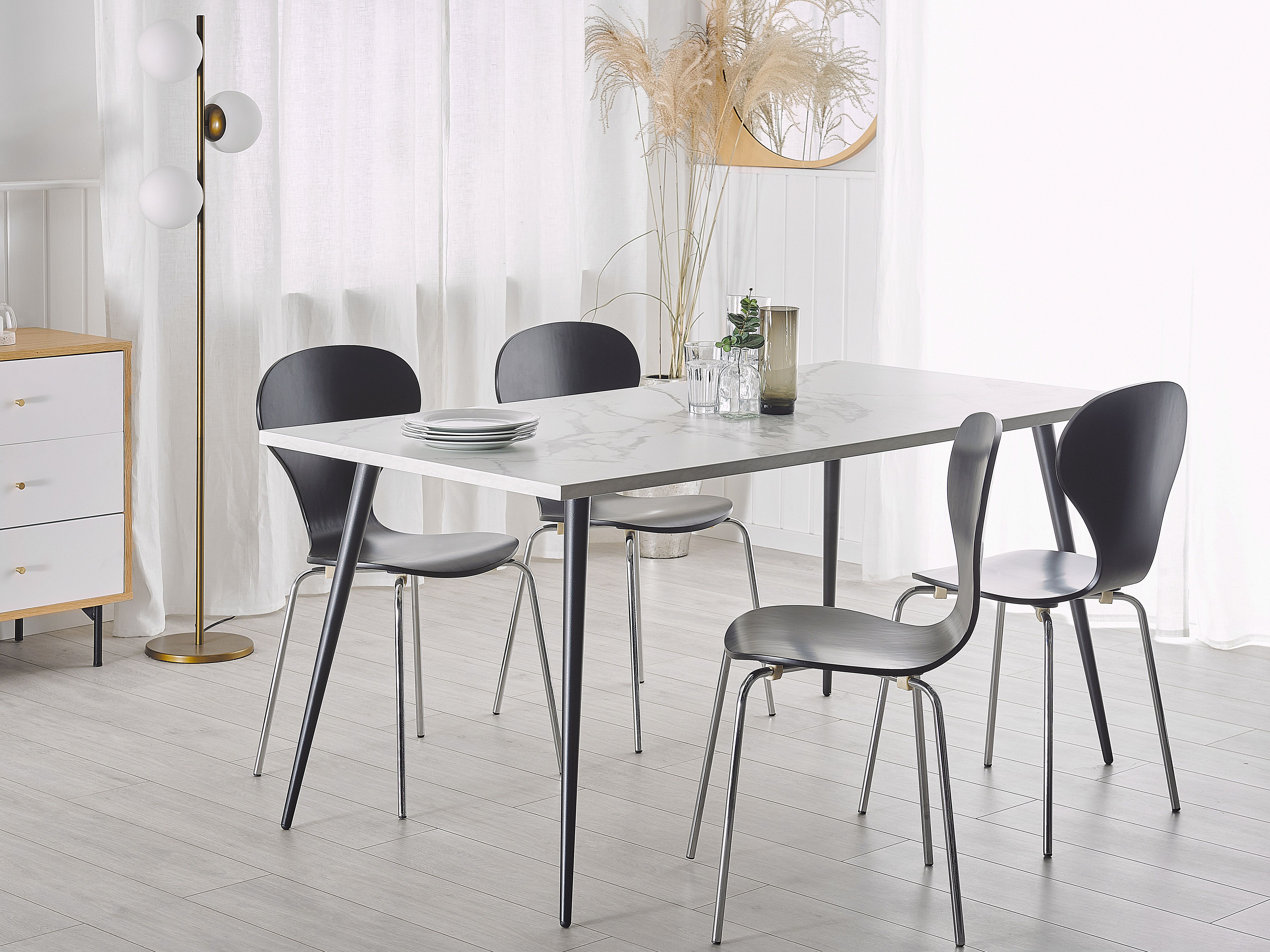 Dining Table SANTIAGO White Marble 160 cm 80 cm
