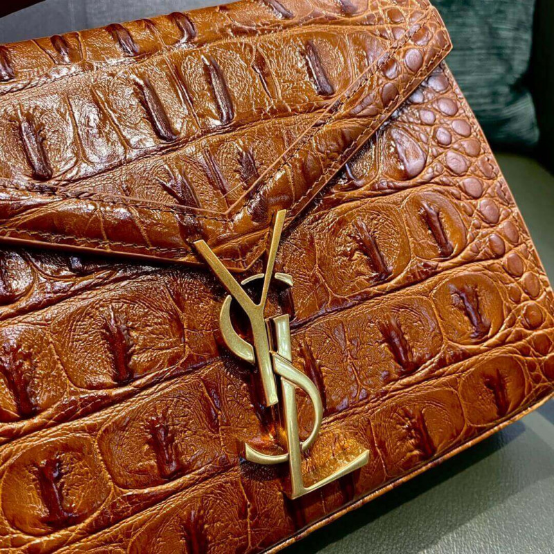 Replica Ysl Saint Laurent Cassandra Mini Top Handle Bag In Caiman Embossed Leather 602716 Brown1:1High-quality replica