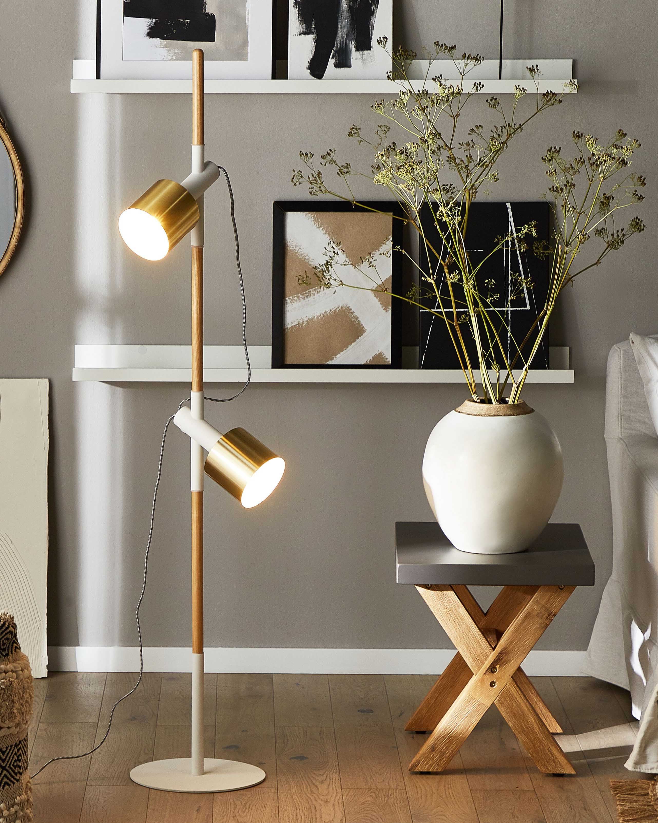 Floor Lamp OWENS Adjustable Ash Wood White