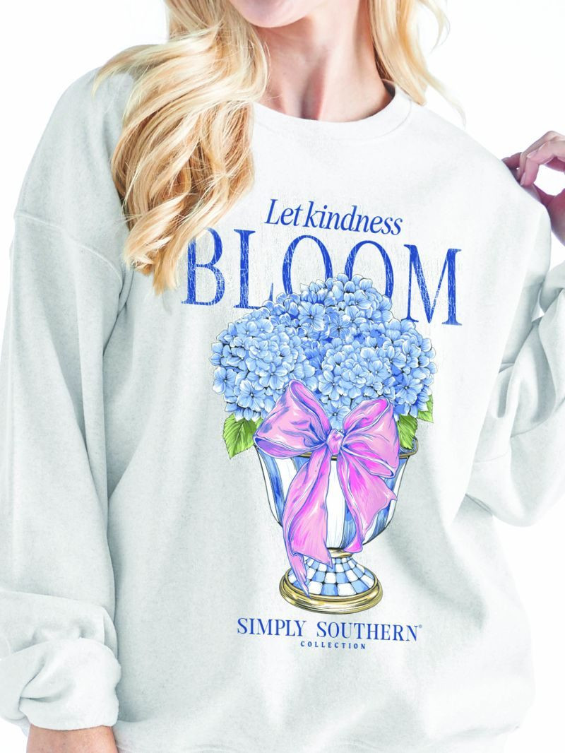 YTH-CREW-BLOOM-WHITE - Simply Southern Outlet