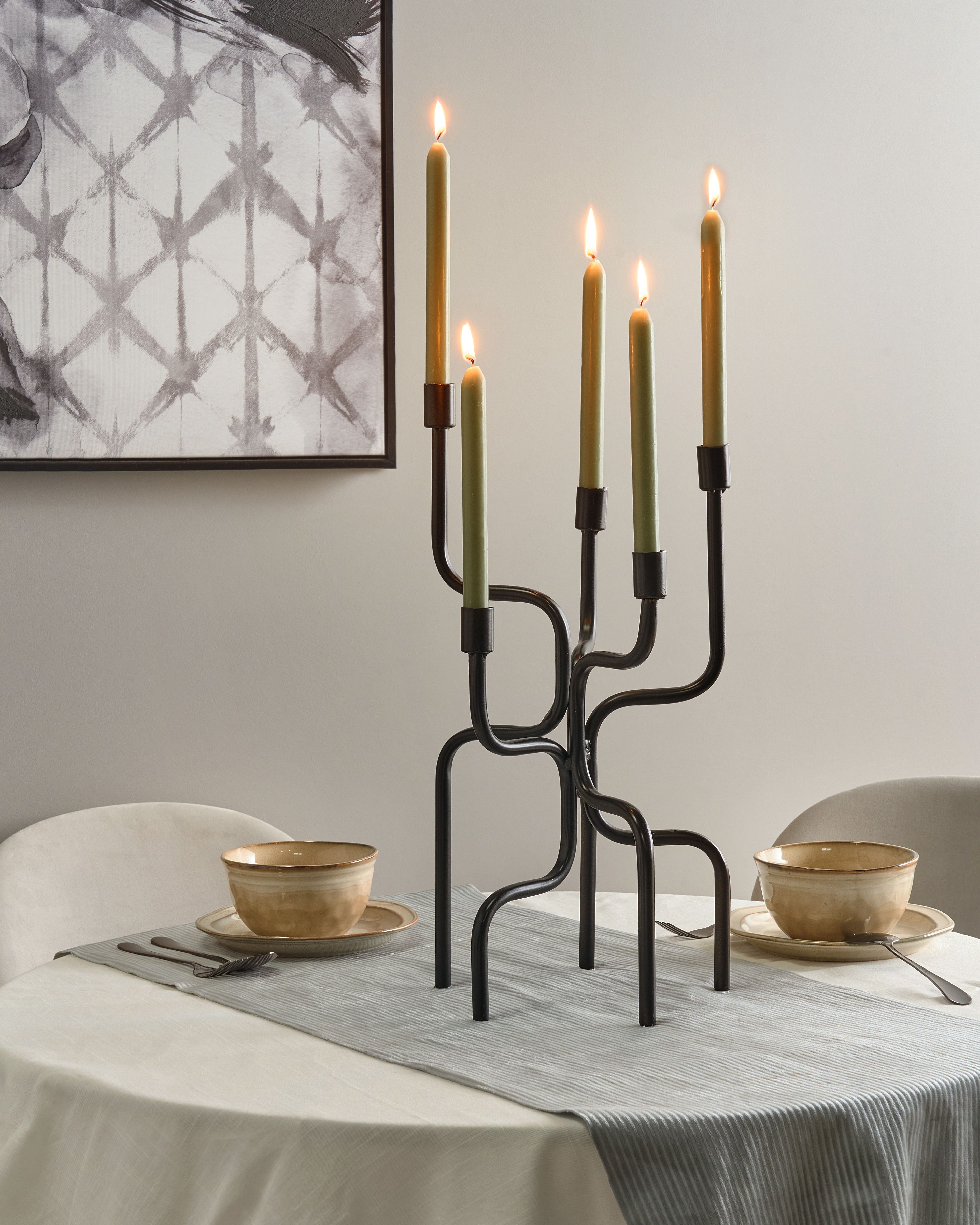 Candle Holder PORRTELA Metal 50 cm Black