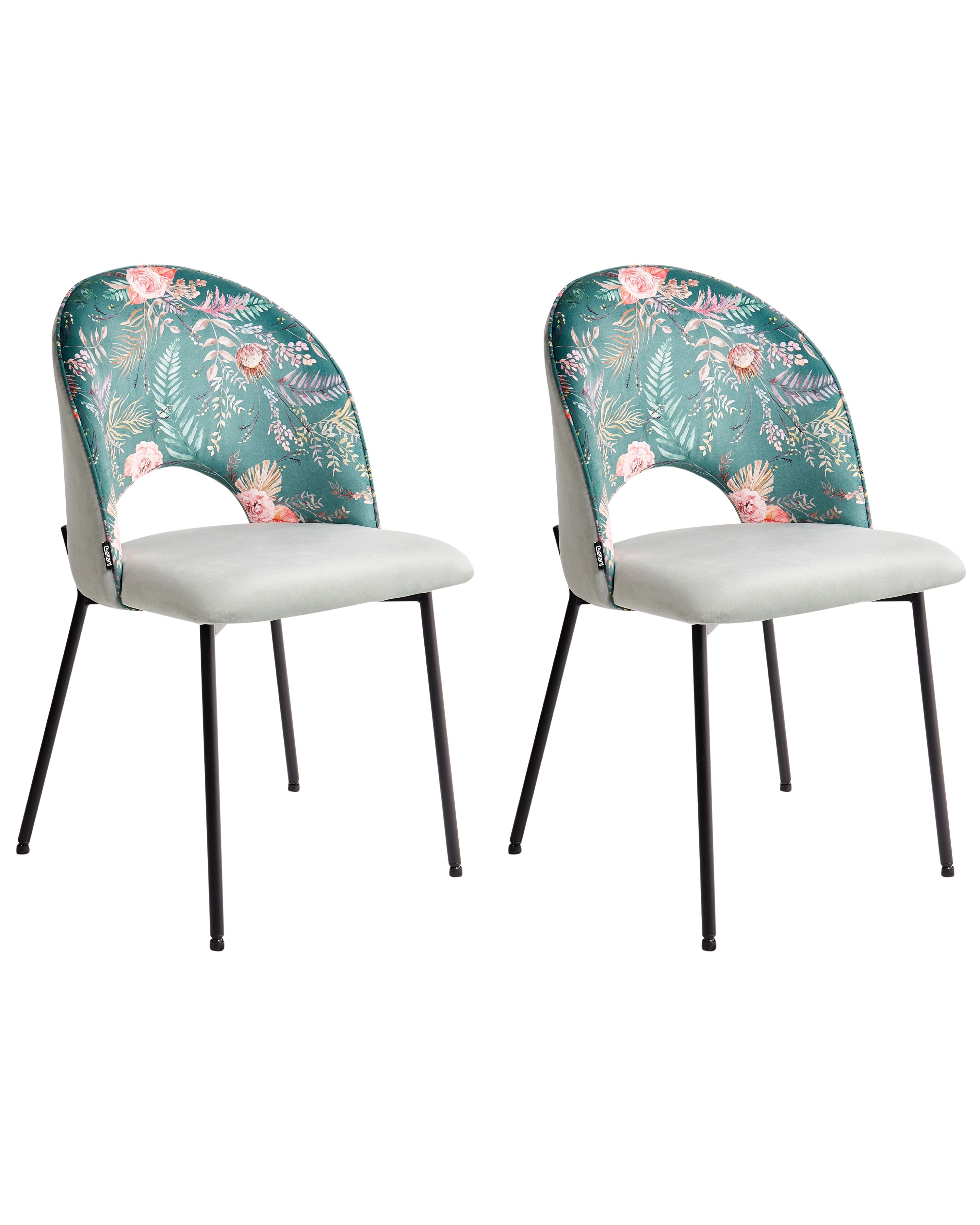 Set of 2 Dining Chairs COVELO Velvet Mint Green