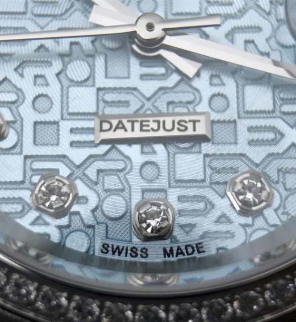 Replica Rolex DateJust 31mm Diamonds Bezel/Markers Blue Textured Dial A2235 - Top club