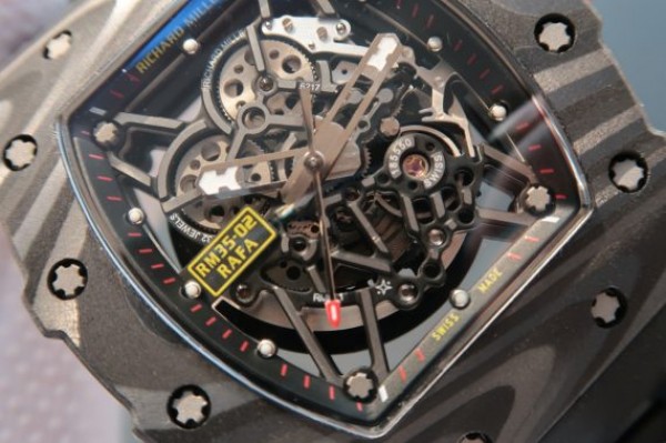 Replica Richard Mille RM035 Rafael Nadal Forge Carbon Titanium Case KVF Skeleton Dial Red Black Rubber Strap MIYOTA8215 - Elite Watch Atelier