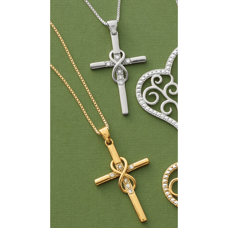 Diamond Cross Eternity Pendant - MIDNIGHT VELVET CATALOG