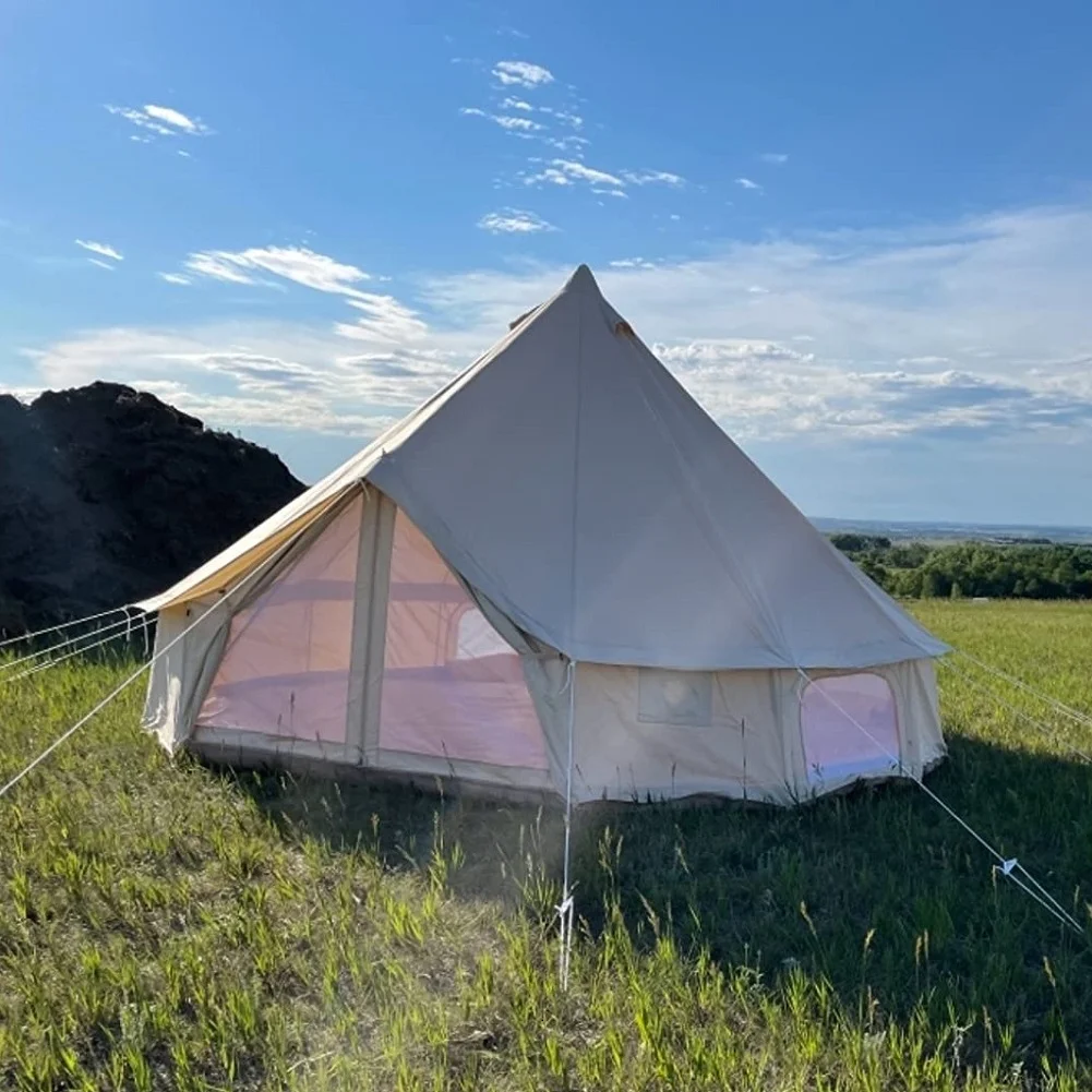 Outdoor Waterproof Family Camping Cotton Canvas Bell Tent Luxury Glamping Yurt Diameter 4M (13.1FT) - Image 14