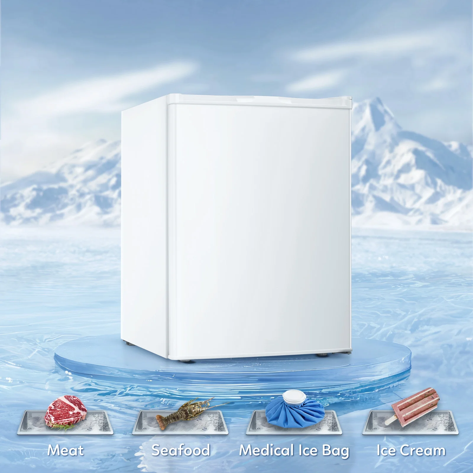 Auseo Mini Freezer Countertop, Energy Saving 2.6 Cu.ft, Single Door Compact Upright Freezer with Reversible Door for Home/Office/Kitchen-White - Image 7
