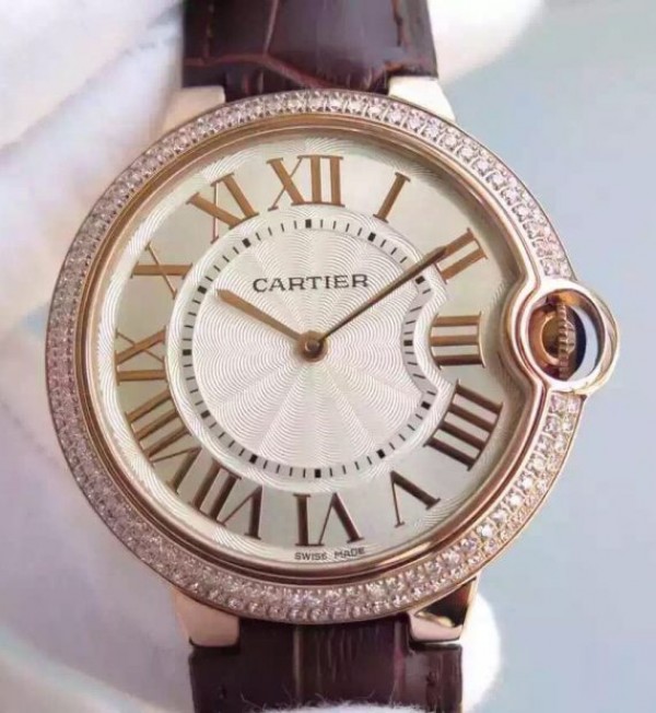 Replica Cartier Ballon Bleu 40mm RG Diamonds Bezel Whit Dial RG Mark MIYOTA9015 - Top club
