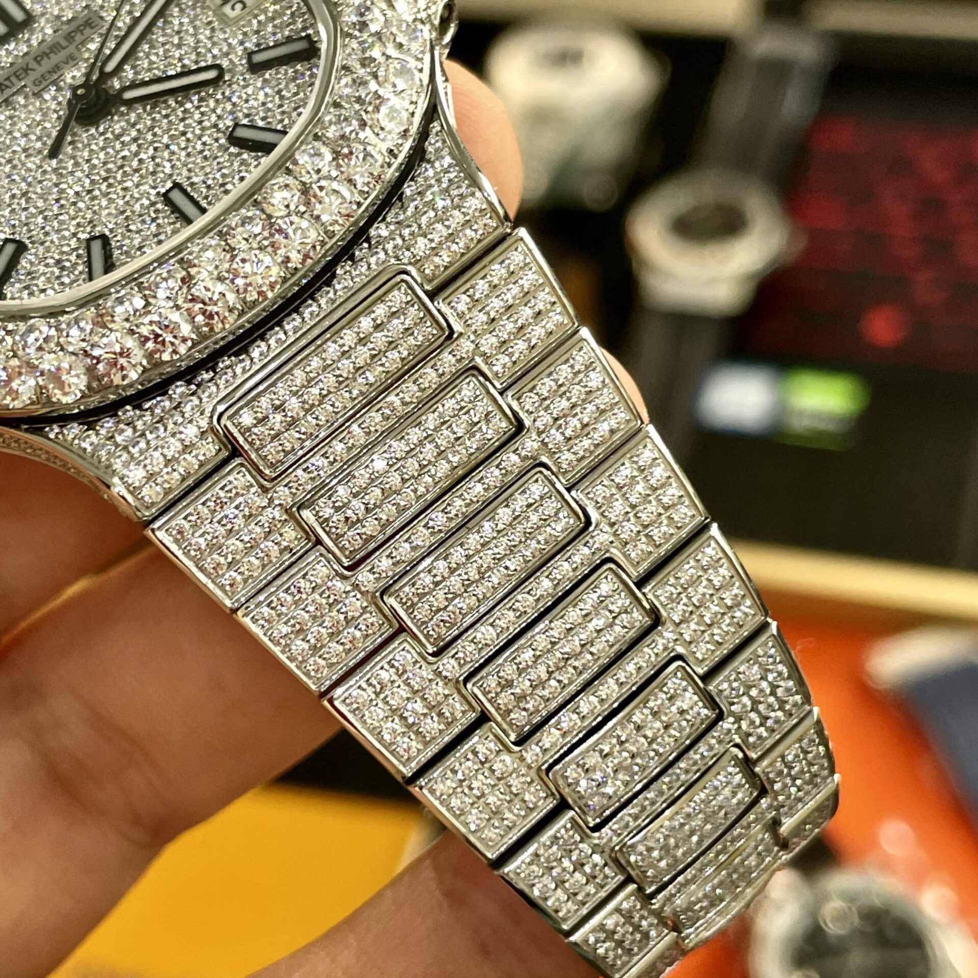 Patek Philippe Replica Watches Nautilus 5719 Full Diamonds PPF 40mm - Top club