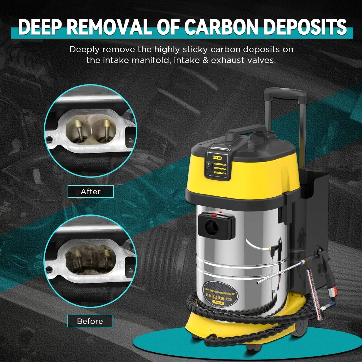 AUTOOL HTS558 Walnut Sand Carbon Deposition Clean Machine Walnut Shell Media Powder Sandblasting Machine Automotive Engine Intake Pipe Valve De-Carbon Cleaning Machine for Rust Grime Paint Removing - Image 30