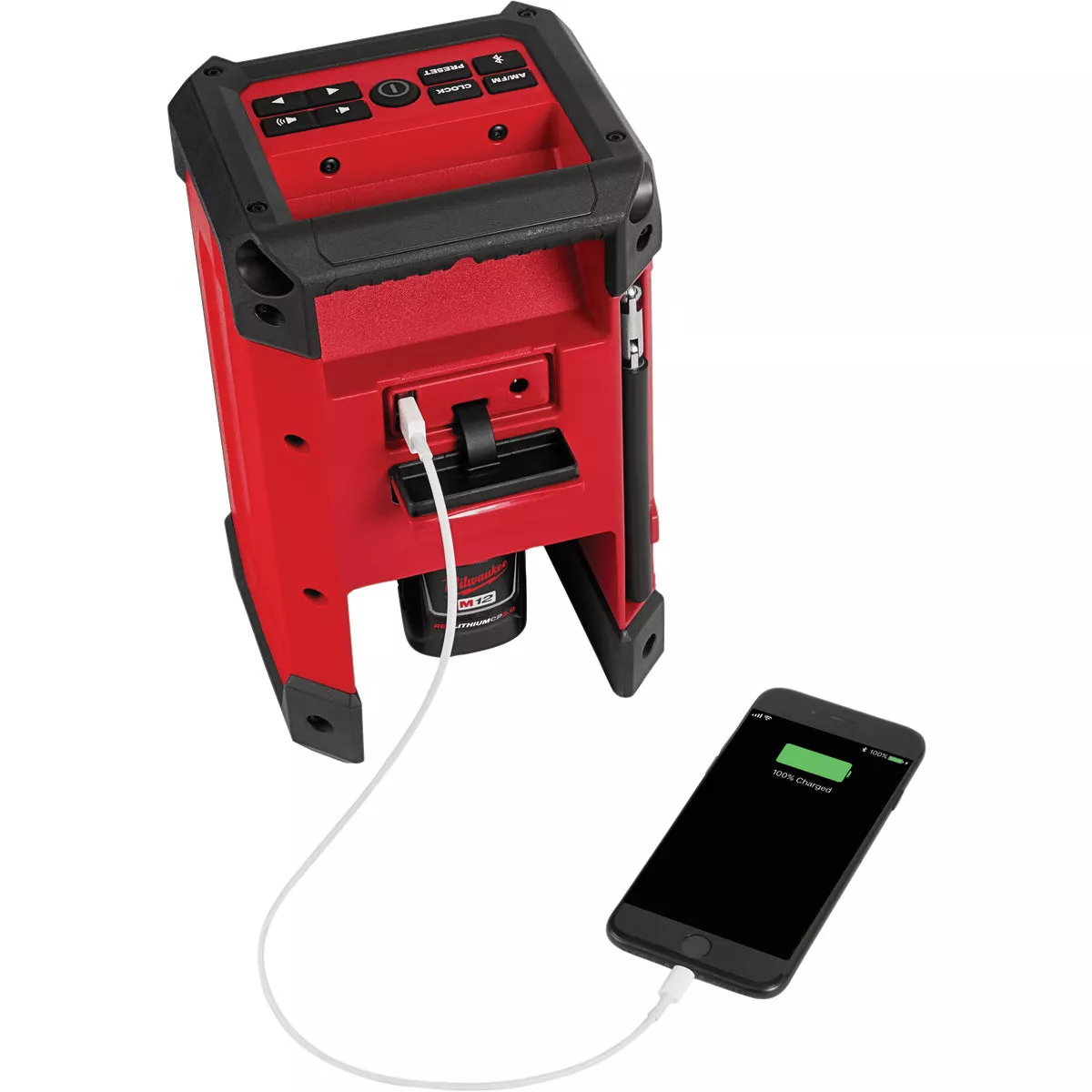 Milwaukee M12 12V Lithium-Ion Cordless Jobsite Radio + Charger