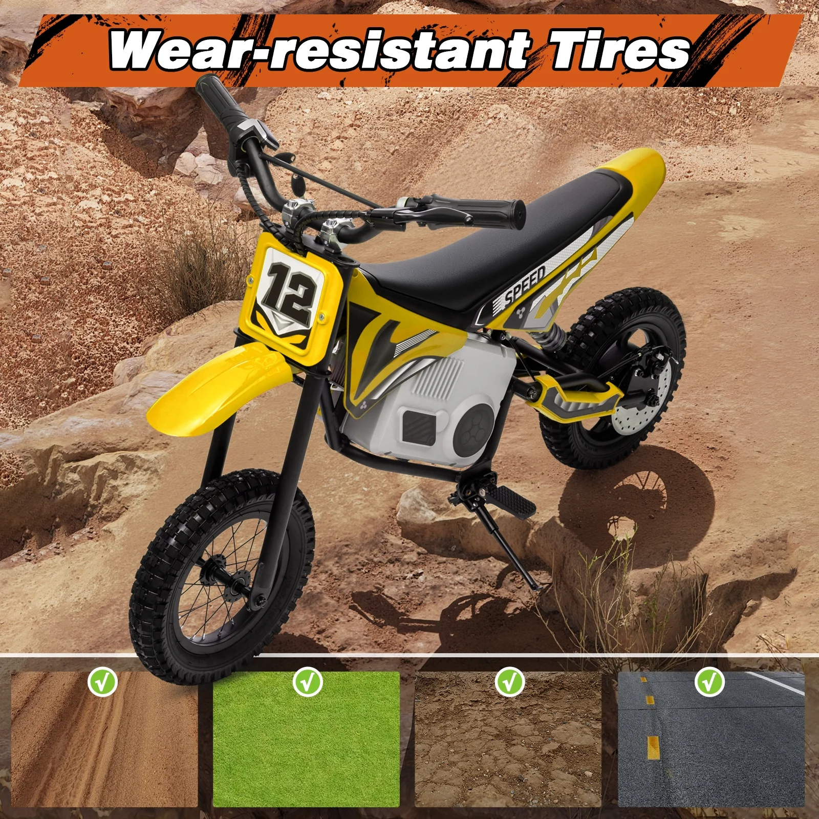 Kerry Yoo C11 36V Electric Dirt Bike for Kids 8-14, 350W Ride on Motorcycle, Electric Motorbike Teens,16 mph, High/Low Speeds-Red - Image 13