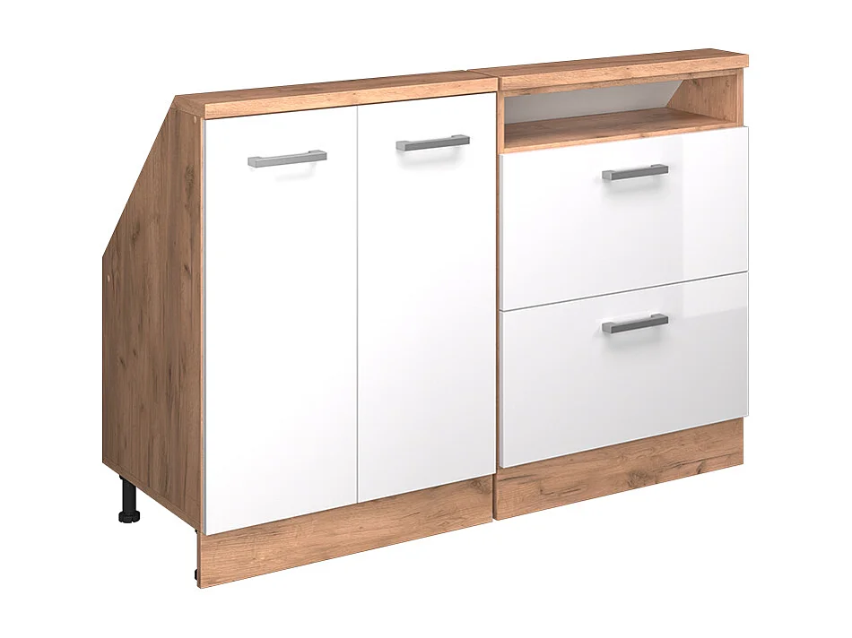 Ensembles de meuble de rangement sous pente blanc brillant/chêne doré 120x46x81.6 rion