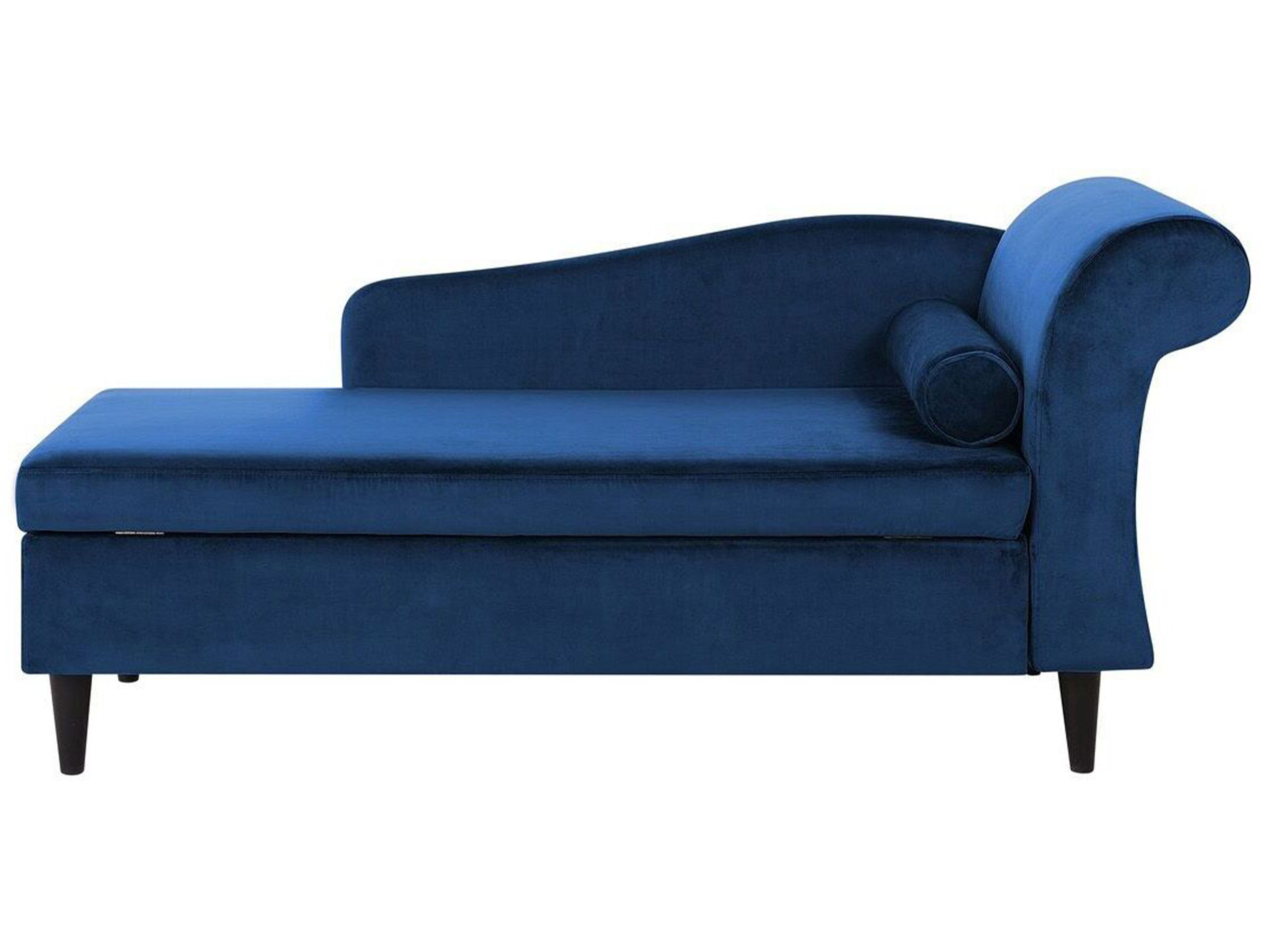 Right-Hand Chaise Lounge LUIRO Velvet Navy Blue with Storage