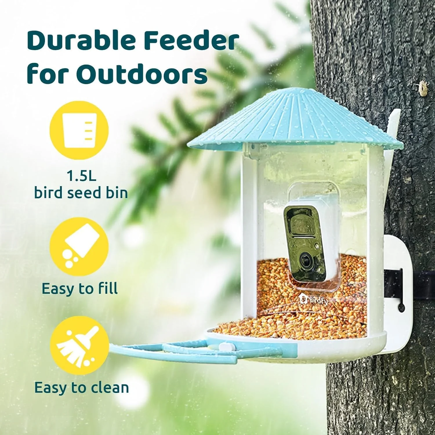 NETVUE by Birdfy Smart Bird Feeder With Camera, Solar Power, 1.5L - Image 4 NETVUE by Birdfy Smart Bird Feeder With Camera, Solar Power, 1.5L - Image 4