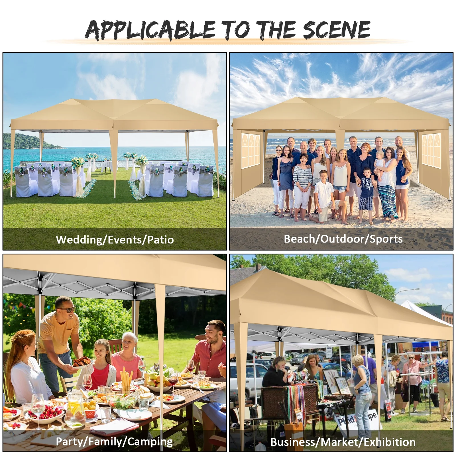 SANOPY 10'x10' EZ Pop Up Canopy Tent Outdoor Party Instant Shelter Portable Folding Beach Canopy with 4 Sandbag & Carrying Bag, Black - Image 30