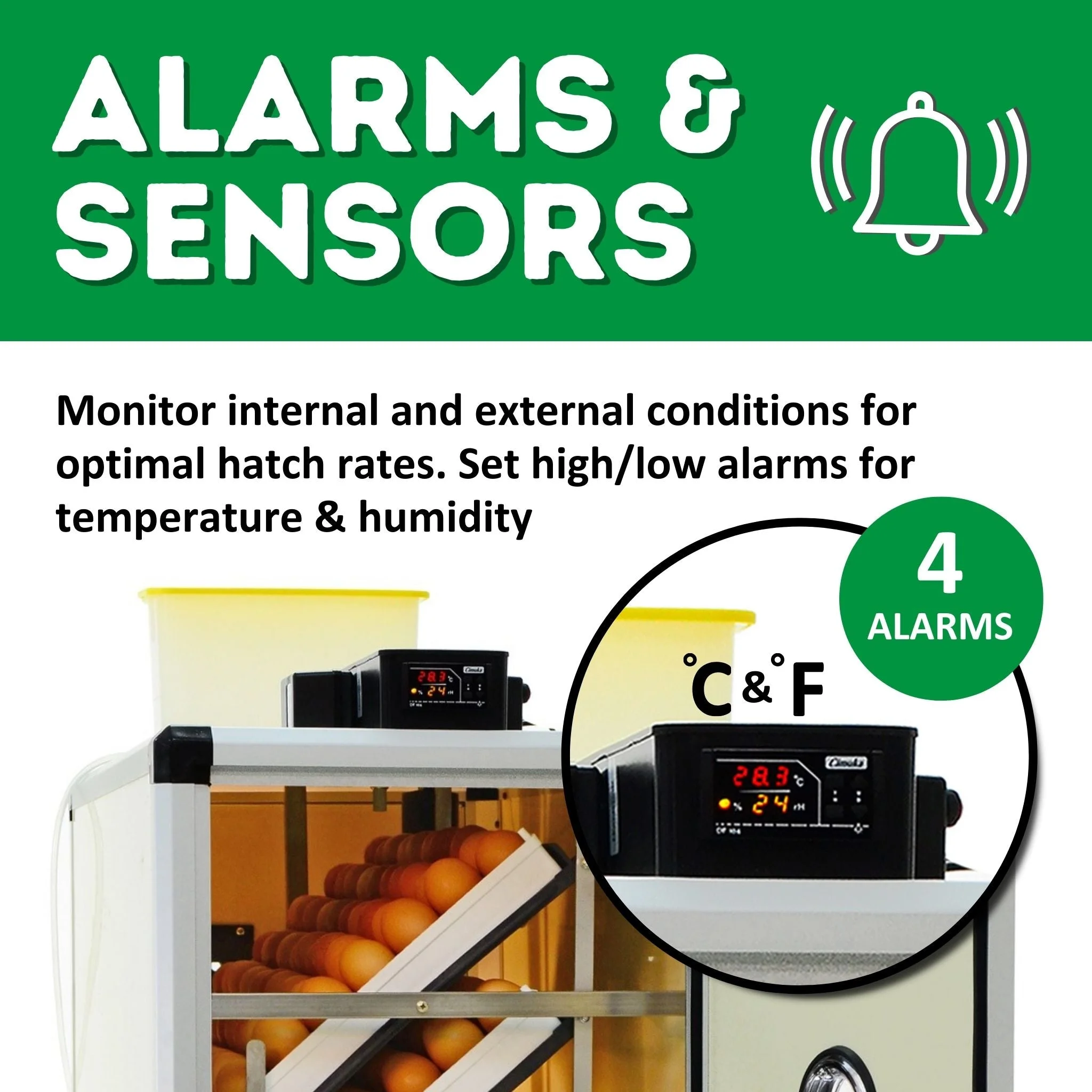 HB175C Egg Incubator with Hatcher Combo. Automatic Egg Turning and Humidity Control, Adjustable Egg Setter Trays, Perfect Poultry Incubator, Set and Forget Design. - Cimuka by Hatching Time - Image 7