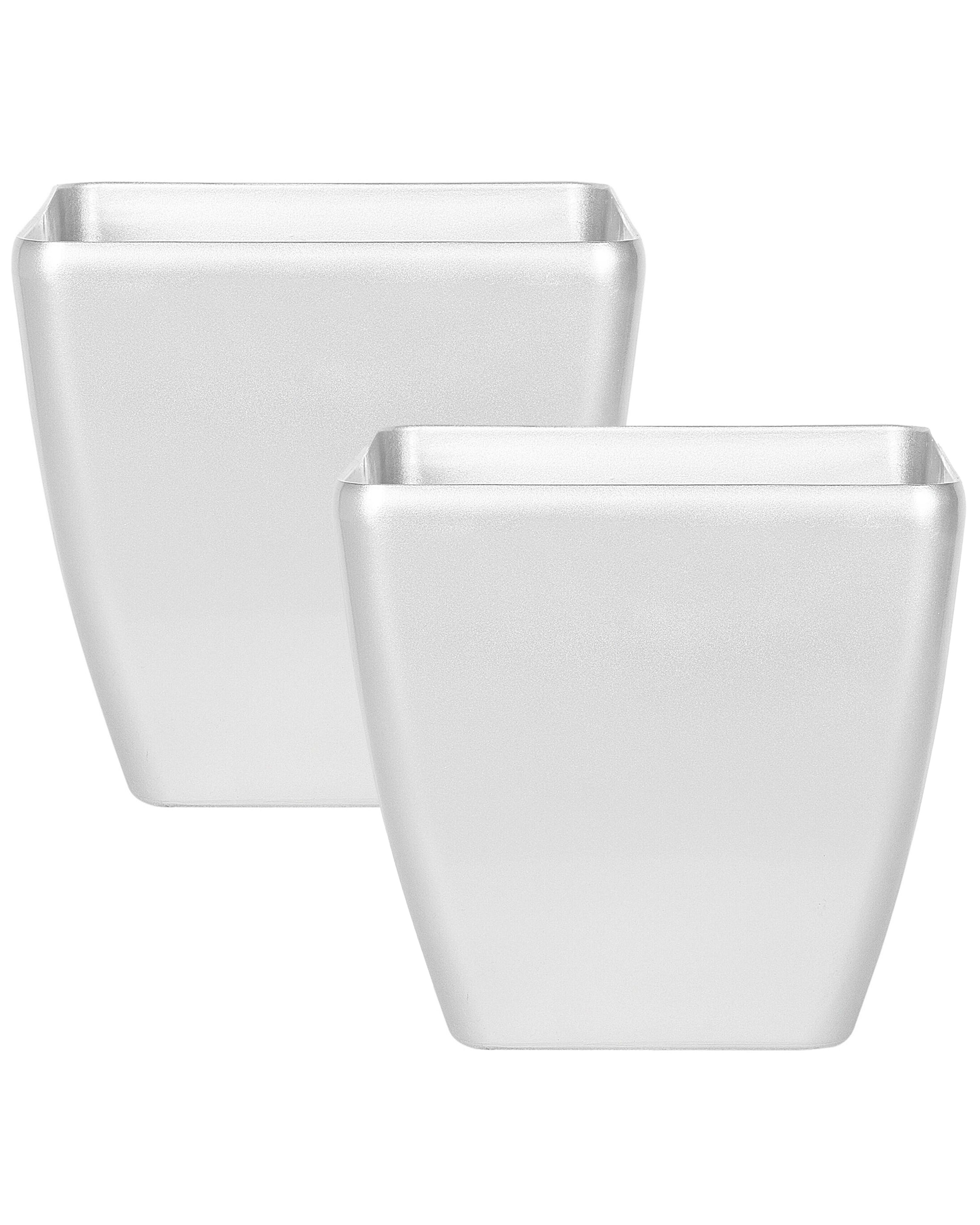 Set of 2 Plant Pots ASTRAS 50 cm Silver