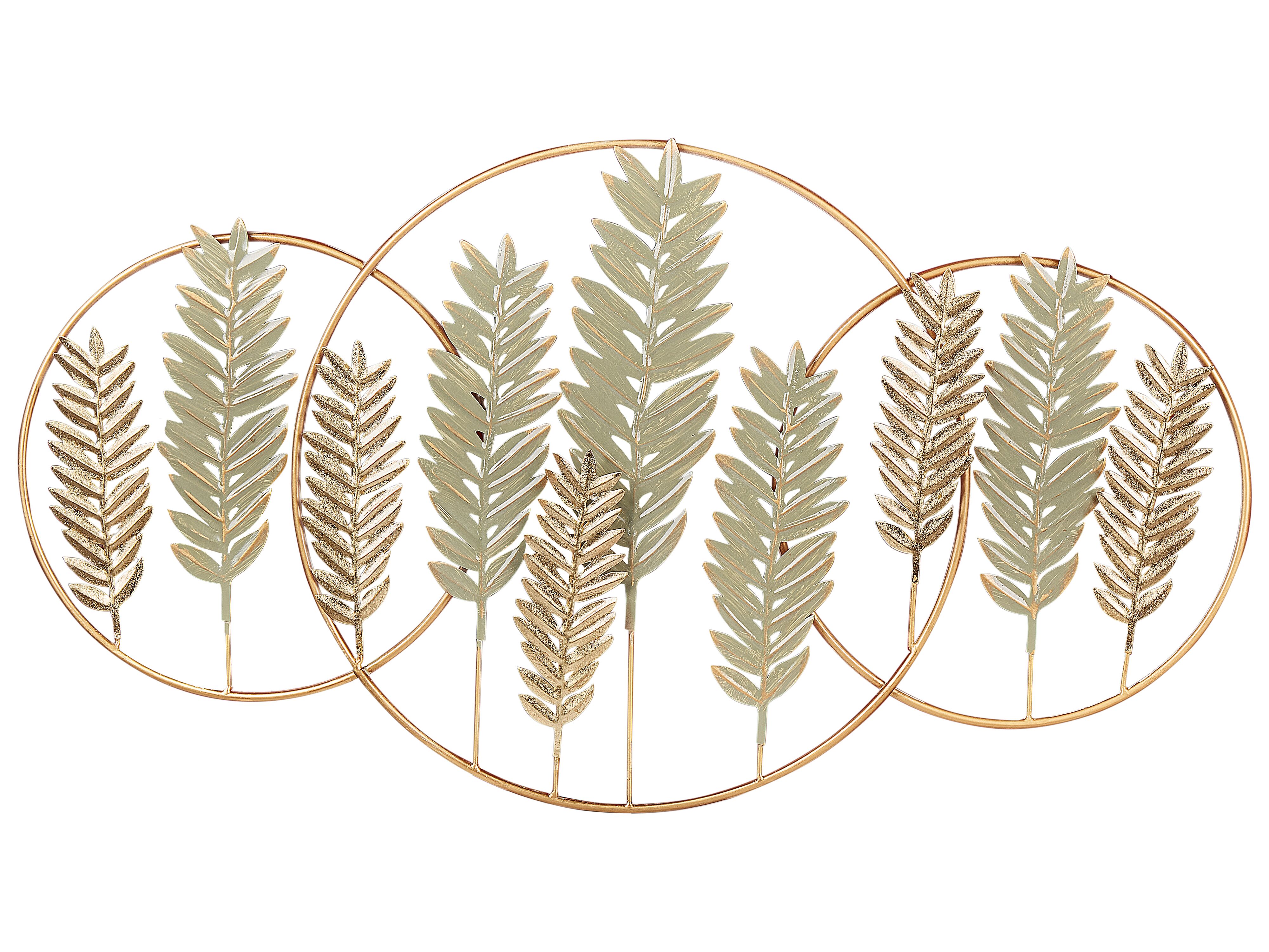 Wall Decor Leaf COPERNICIUM Metal 50 cm Gold