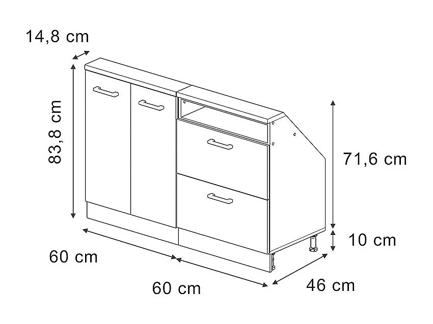 Meuble sous pente chêne artisan 120x46x81.6 r-line