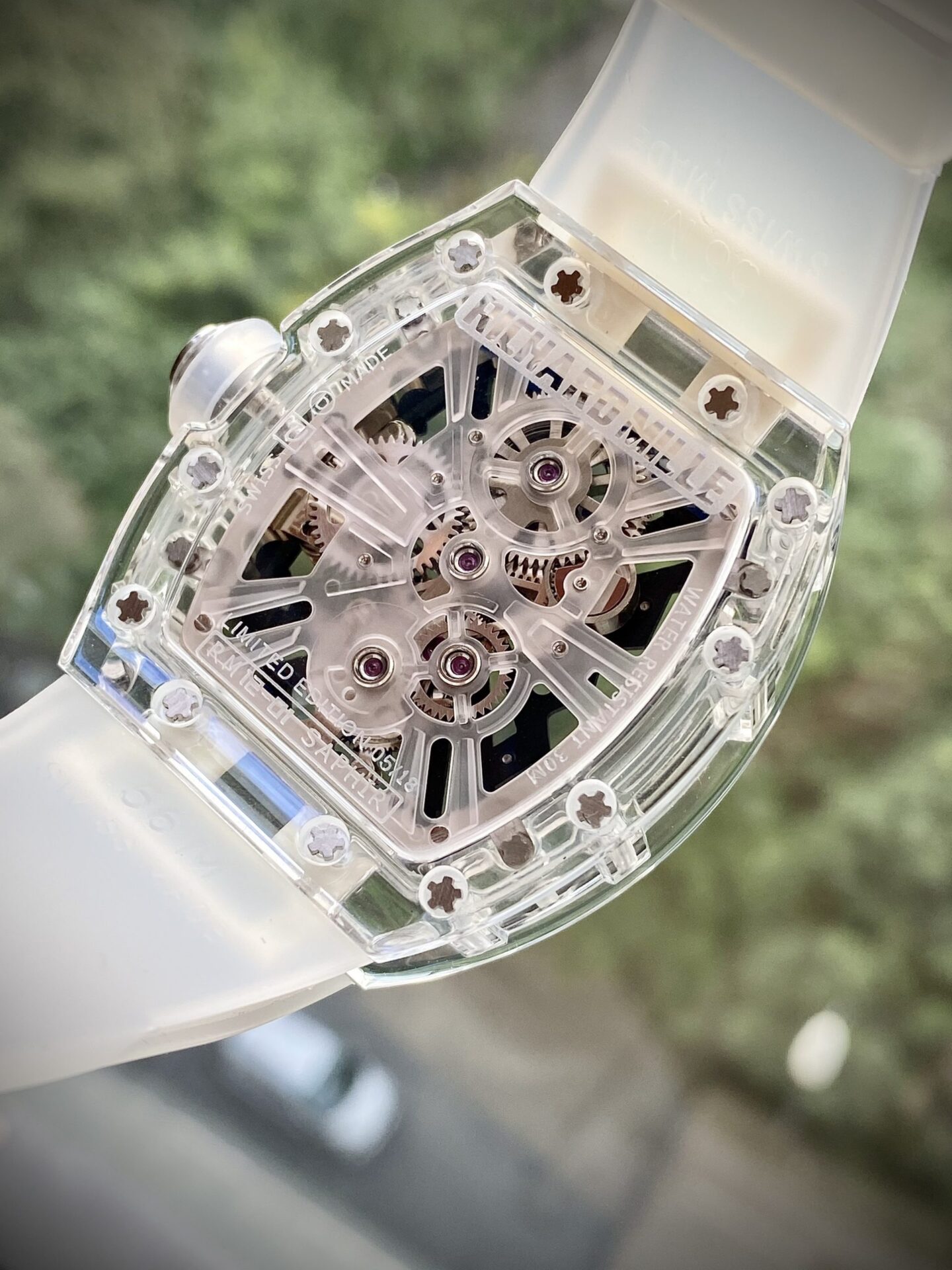 Richard Mille Replica Watch RM12-01 Tourbillon Sapphire Rubber Strap 44mm - Top club